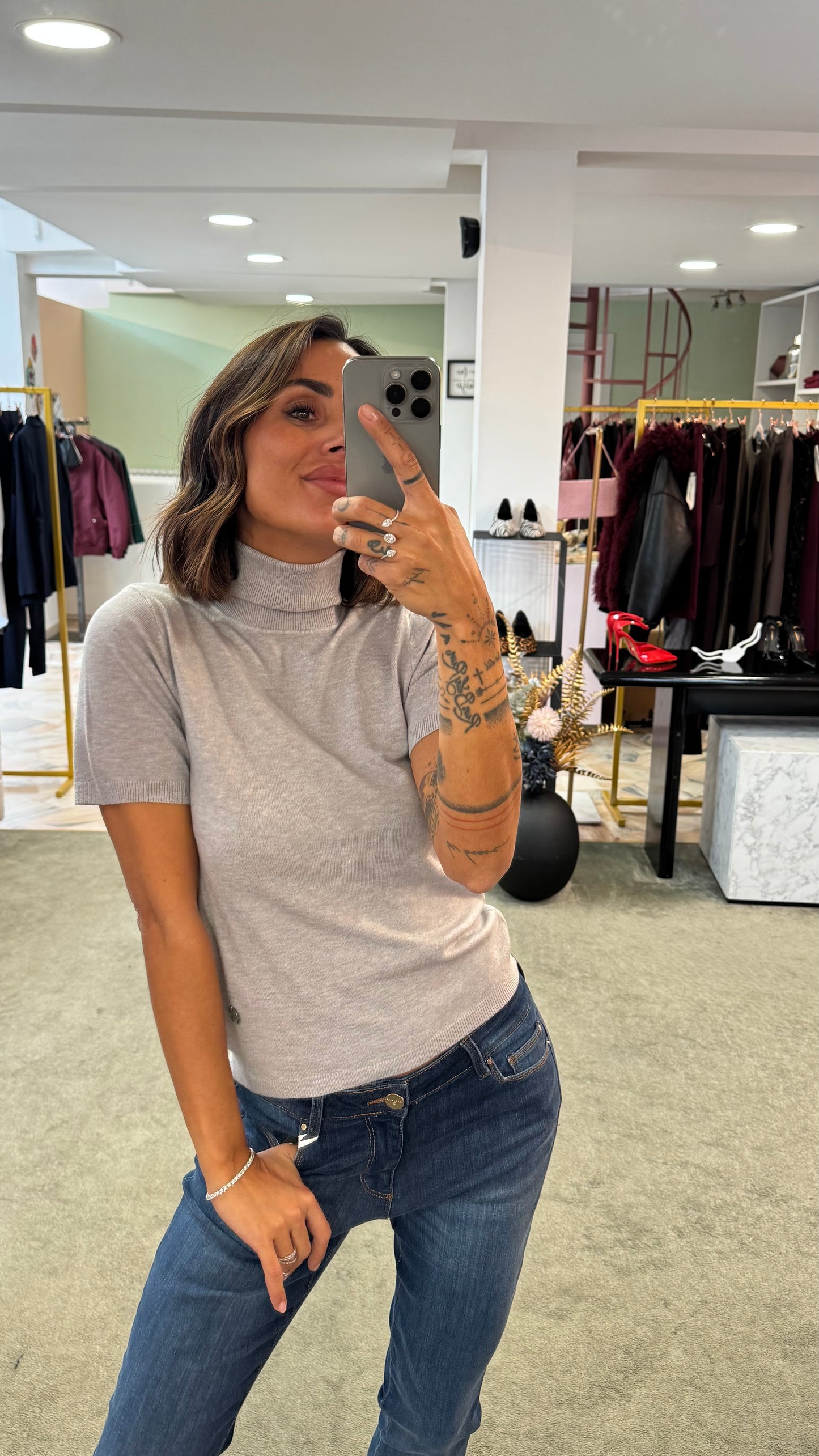 Dolcevita grigio chiaro manica corta tk