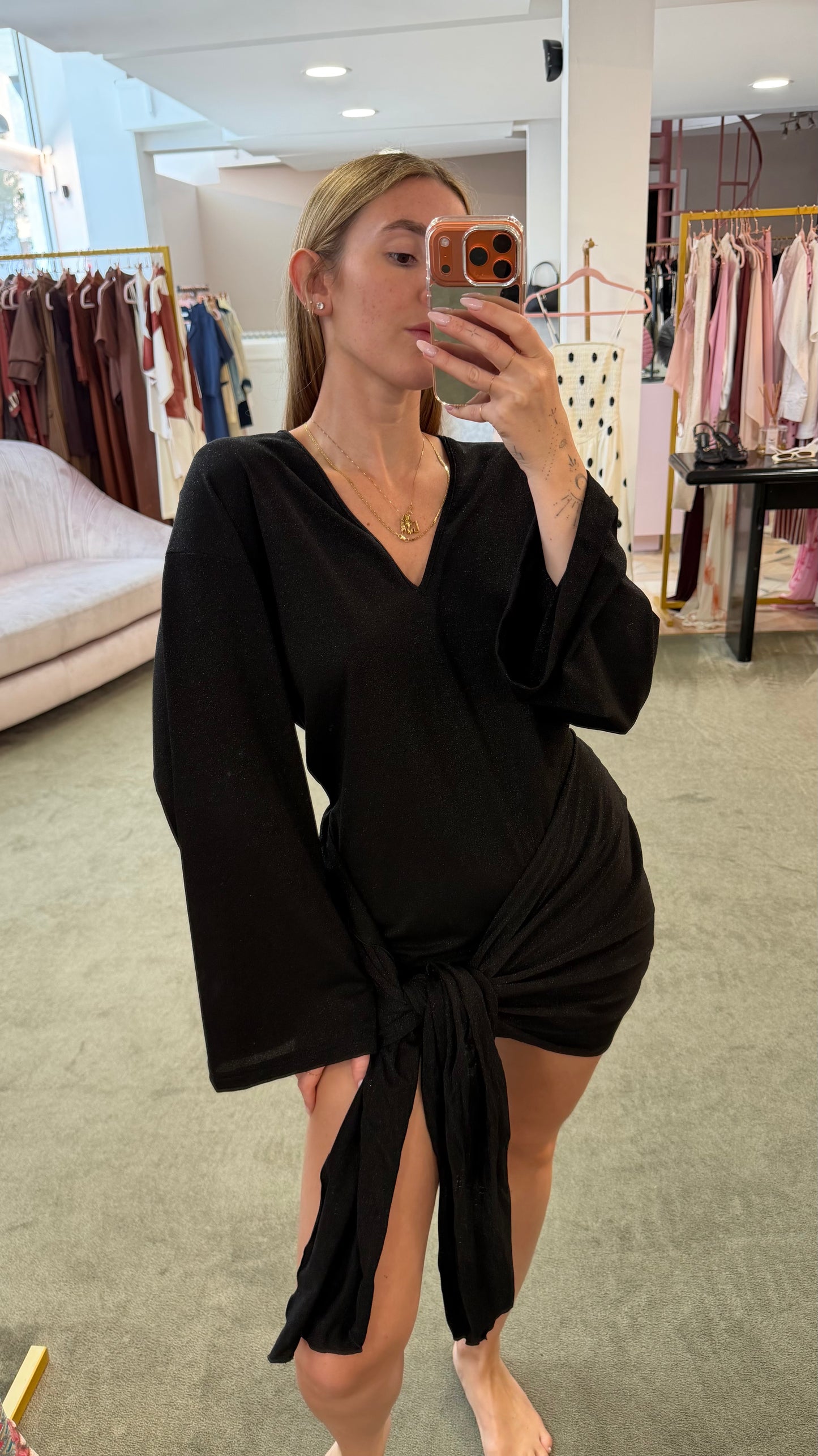 Abito nero lurex con fusciacca Cotazur