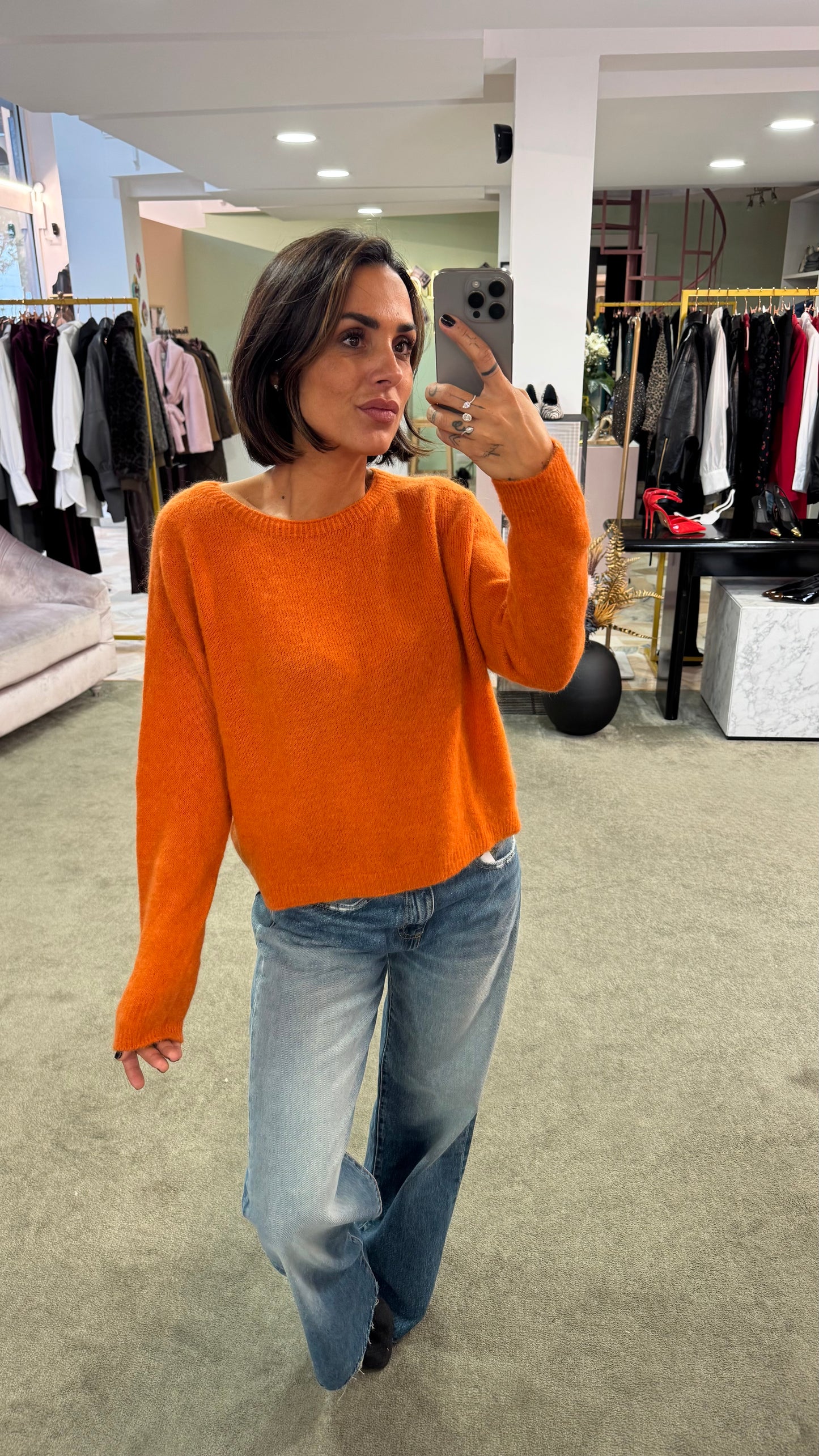 Maglione arancio terracotta girocollo lh