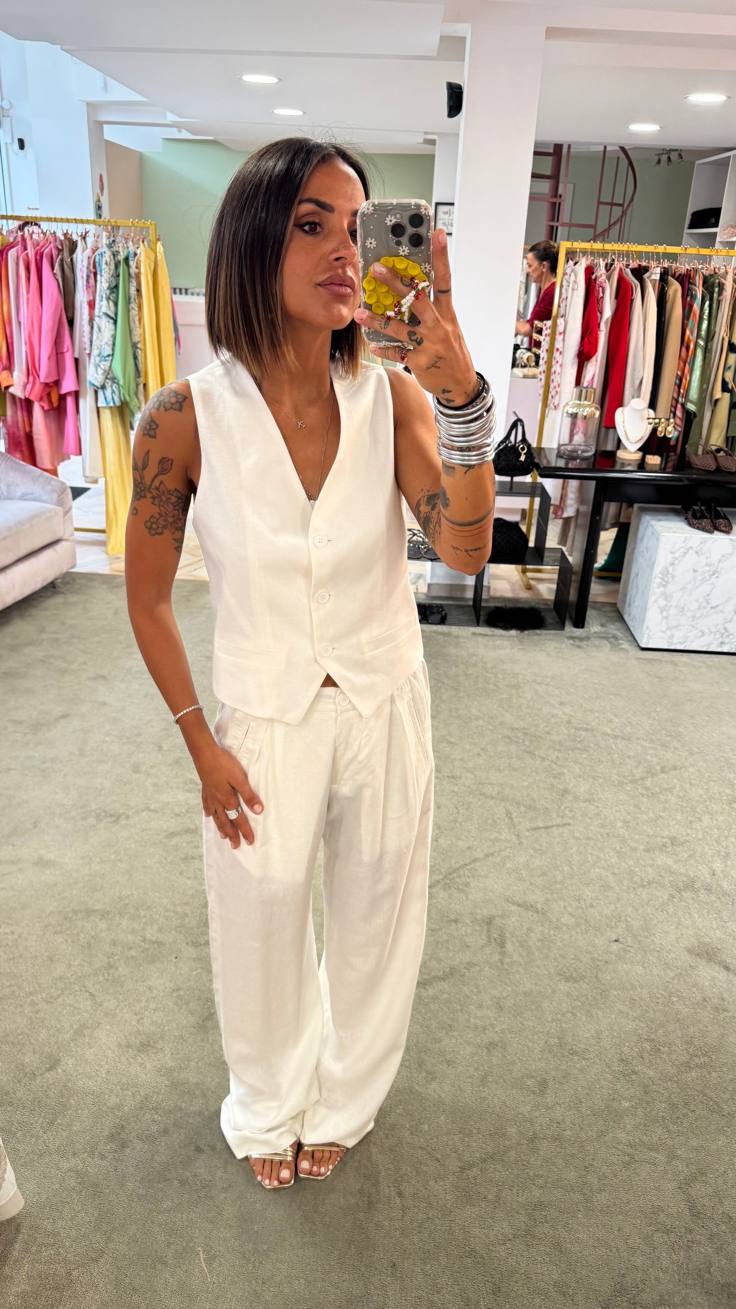Gilet bianco in lino hinnominate