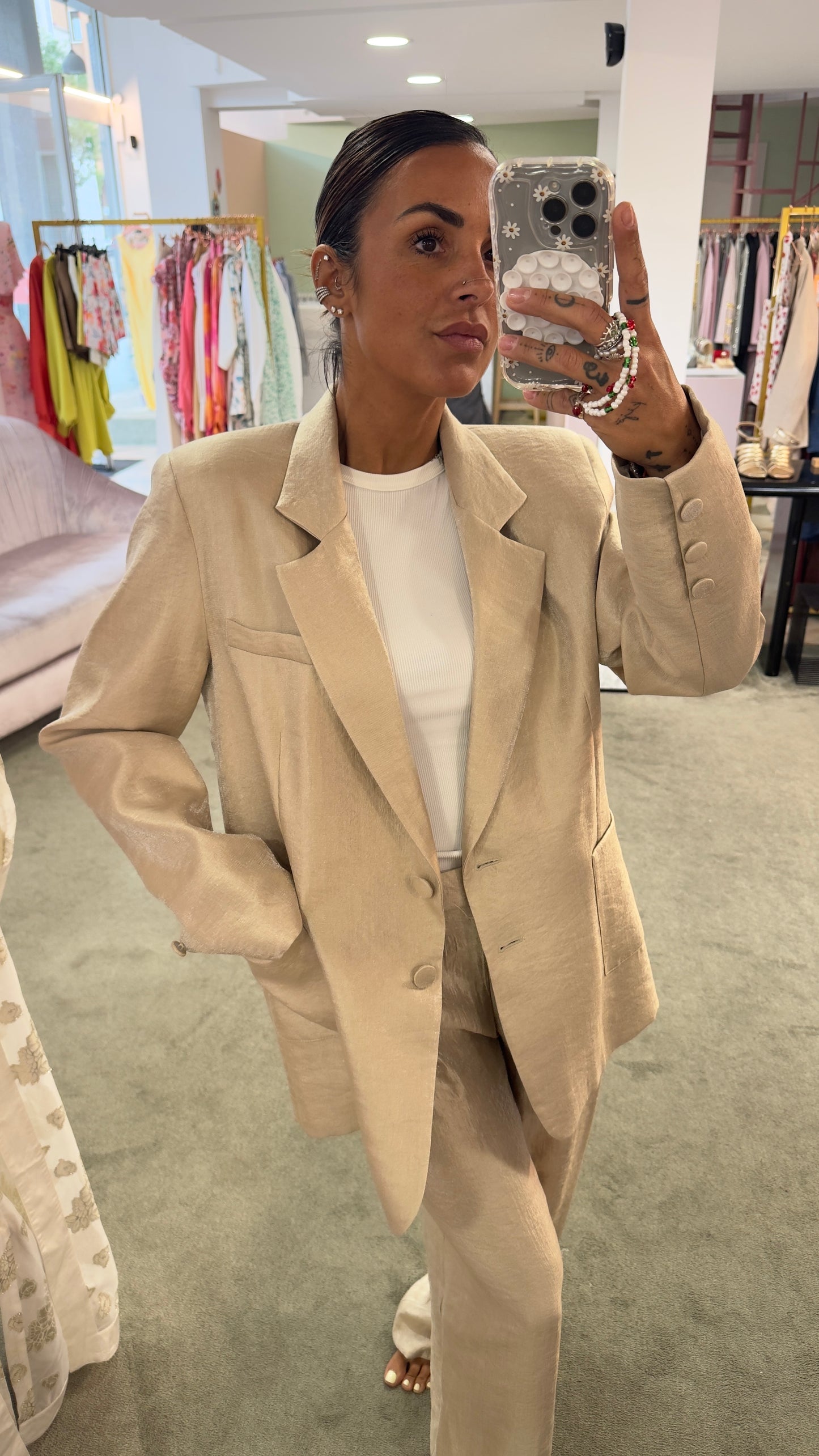Blazer beige satin lucido Actualee