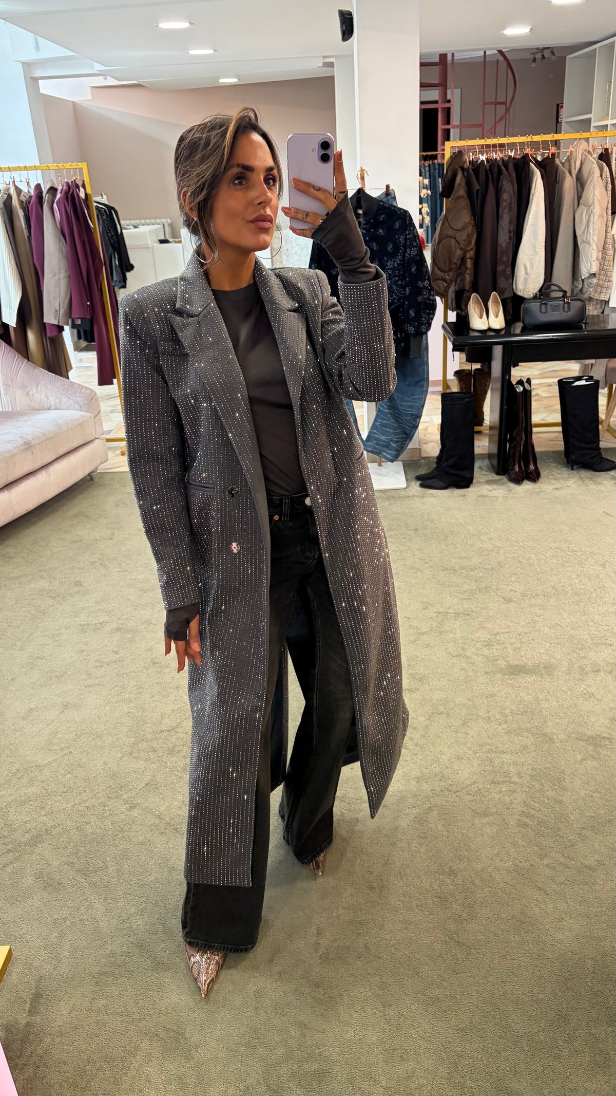 Cappotto lungo grigio cristalli tw