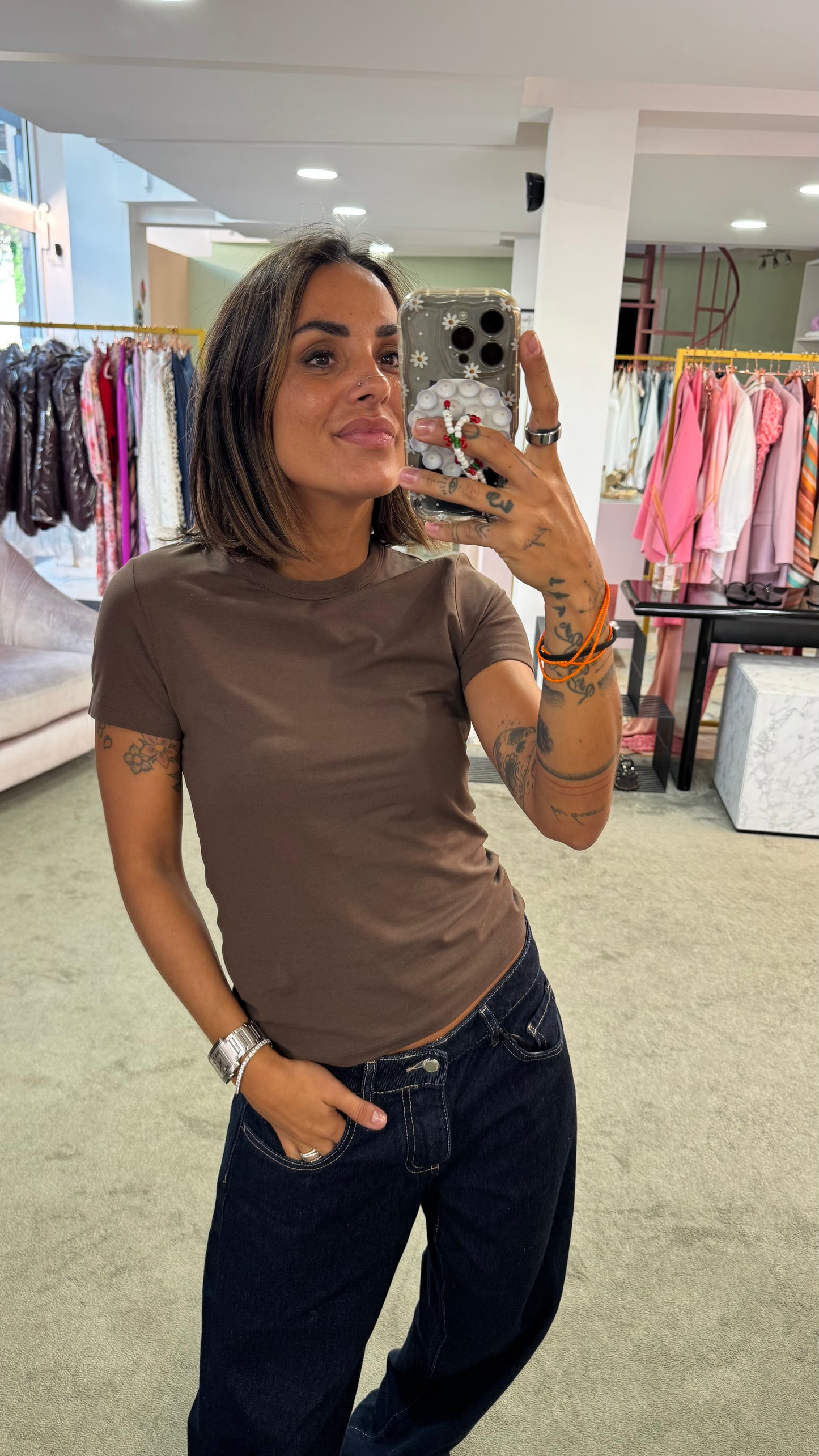 T-shirt gigi cioccolato slim basica jx