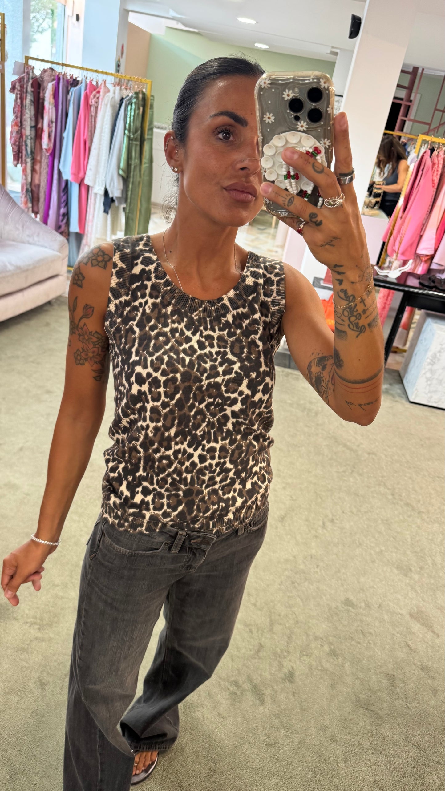 Canotta leopardata marrone sy
