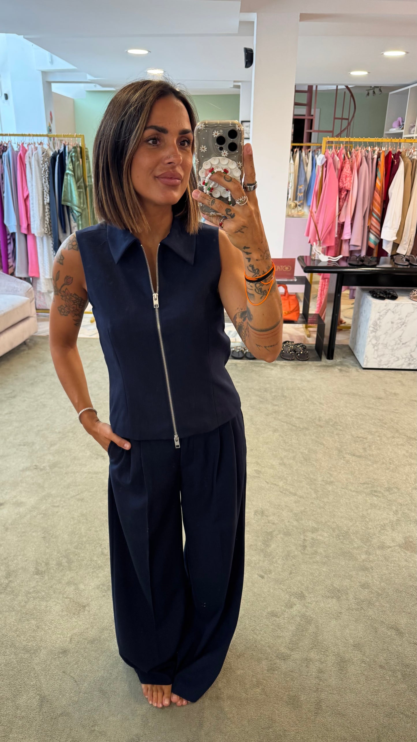 Gilet blu con zip jx