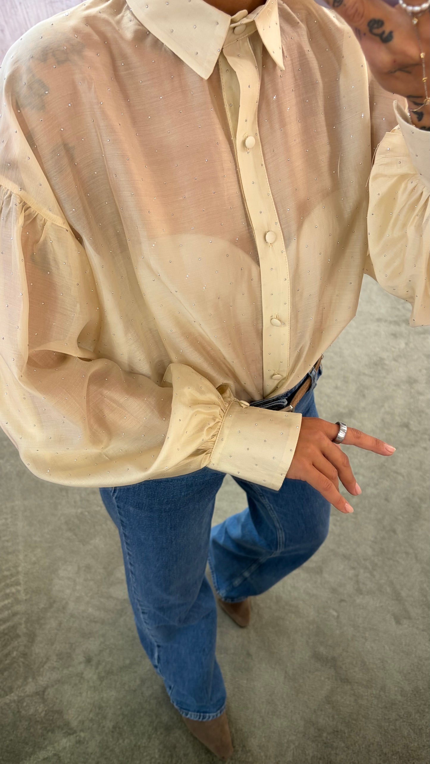 Camicia avorio con cristalli Actualee