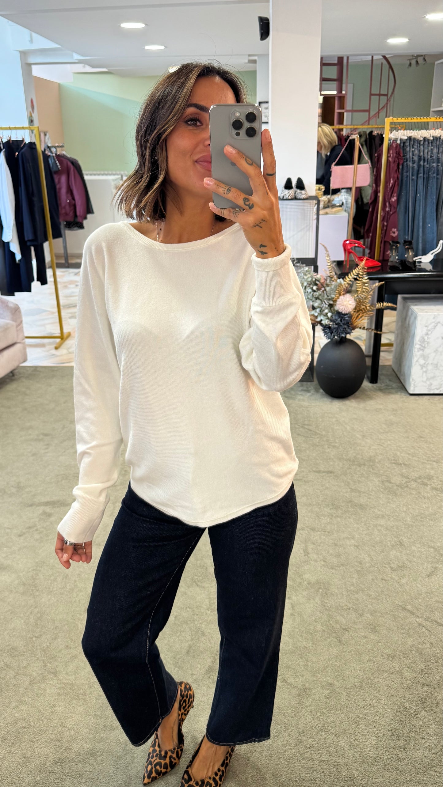 Maglione panna girocollo over sy