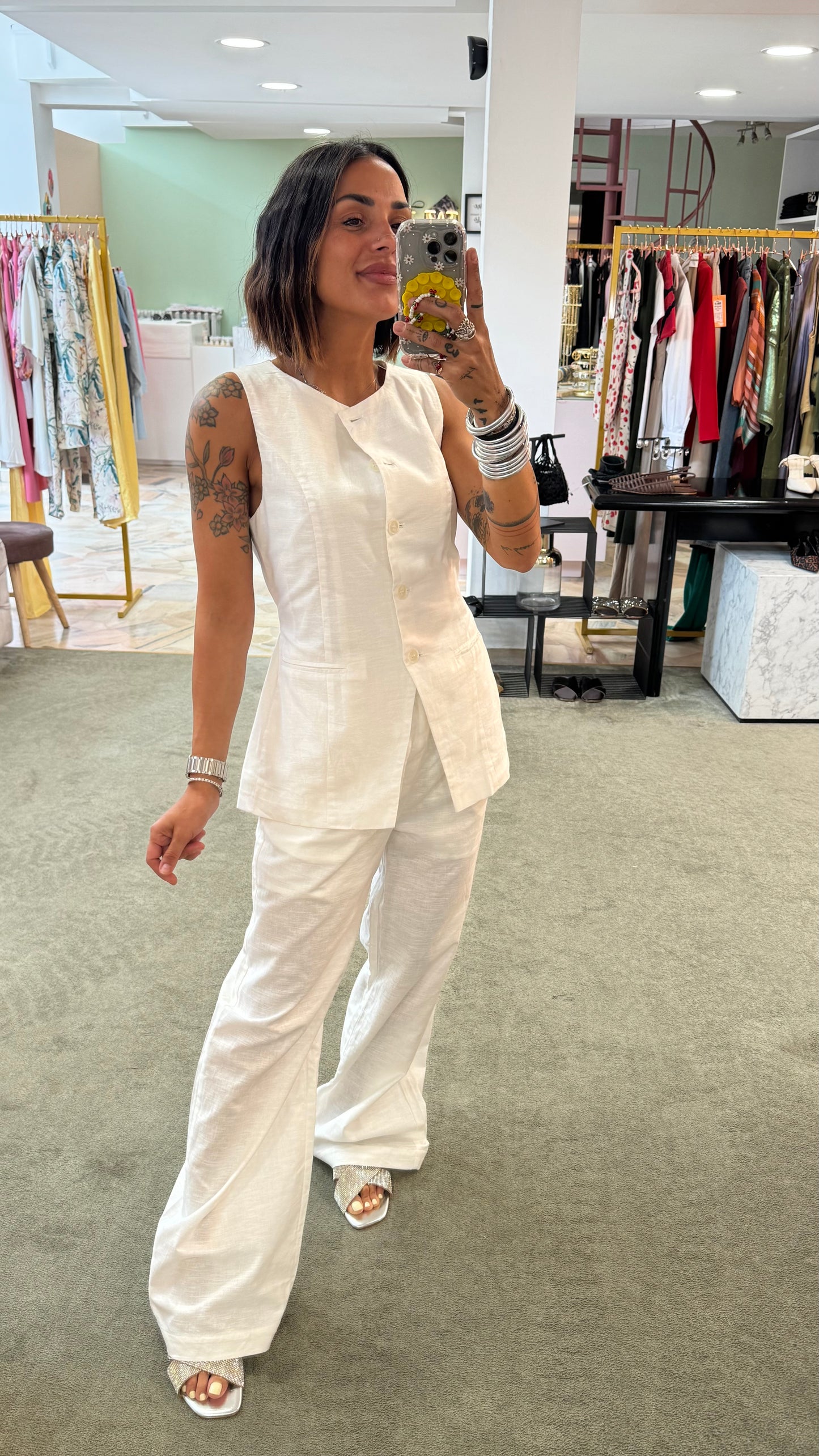 Set bianco gilet e pantaloni gl