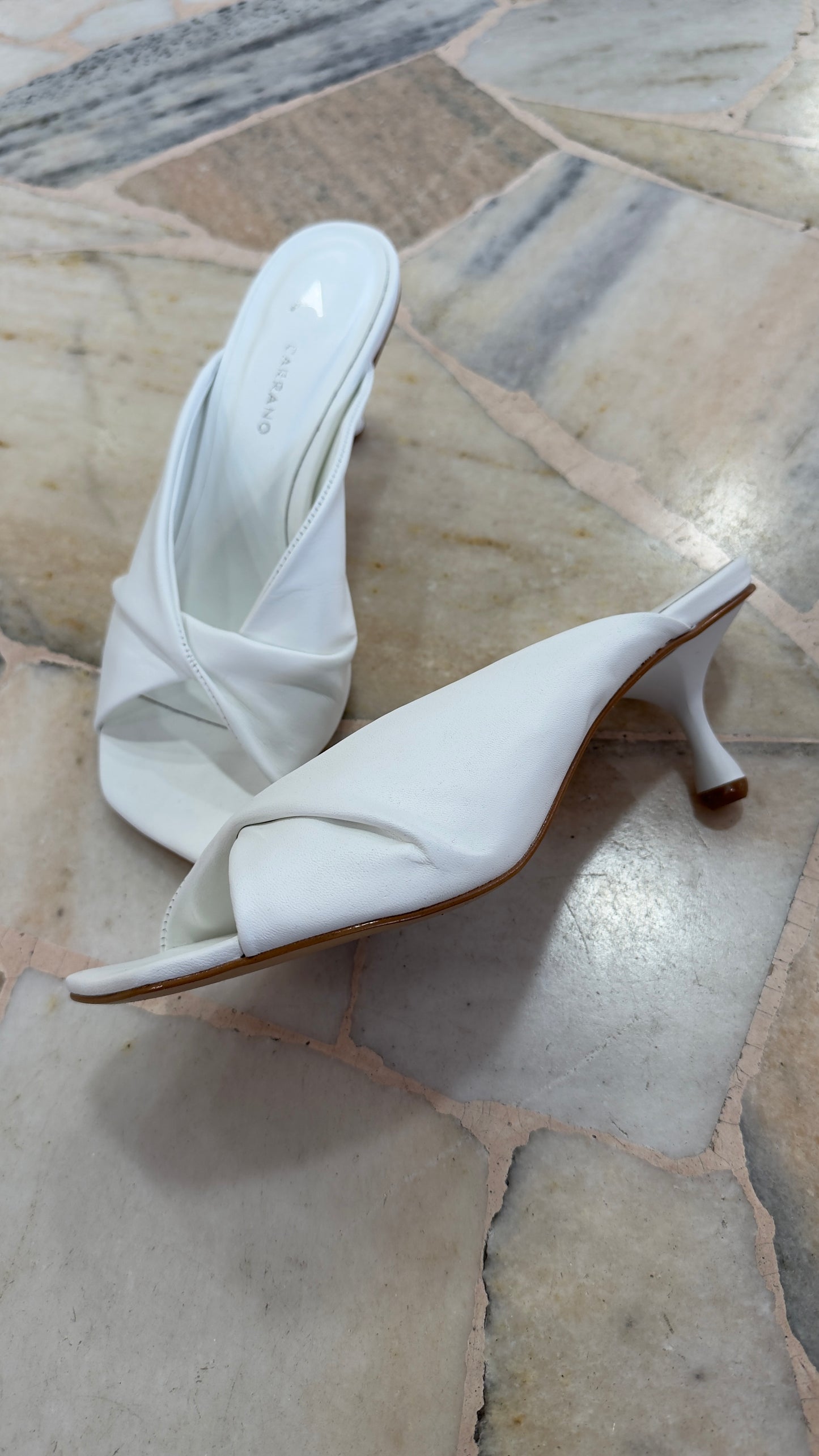 Ciabattina mules bianca nodo
