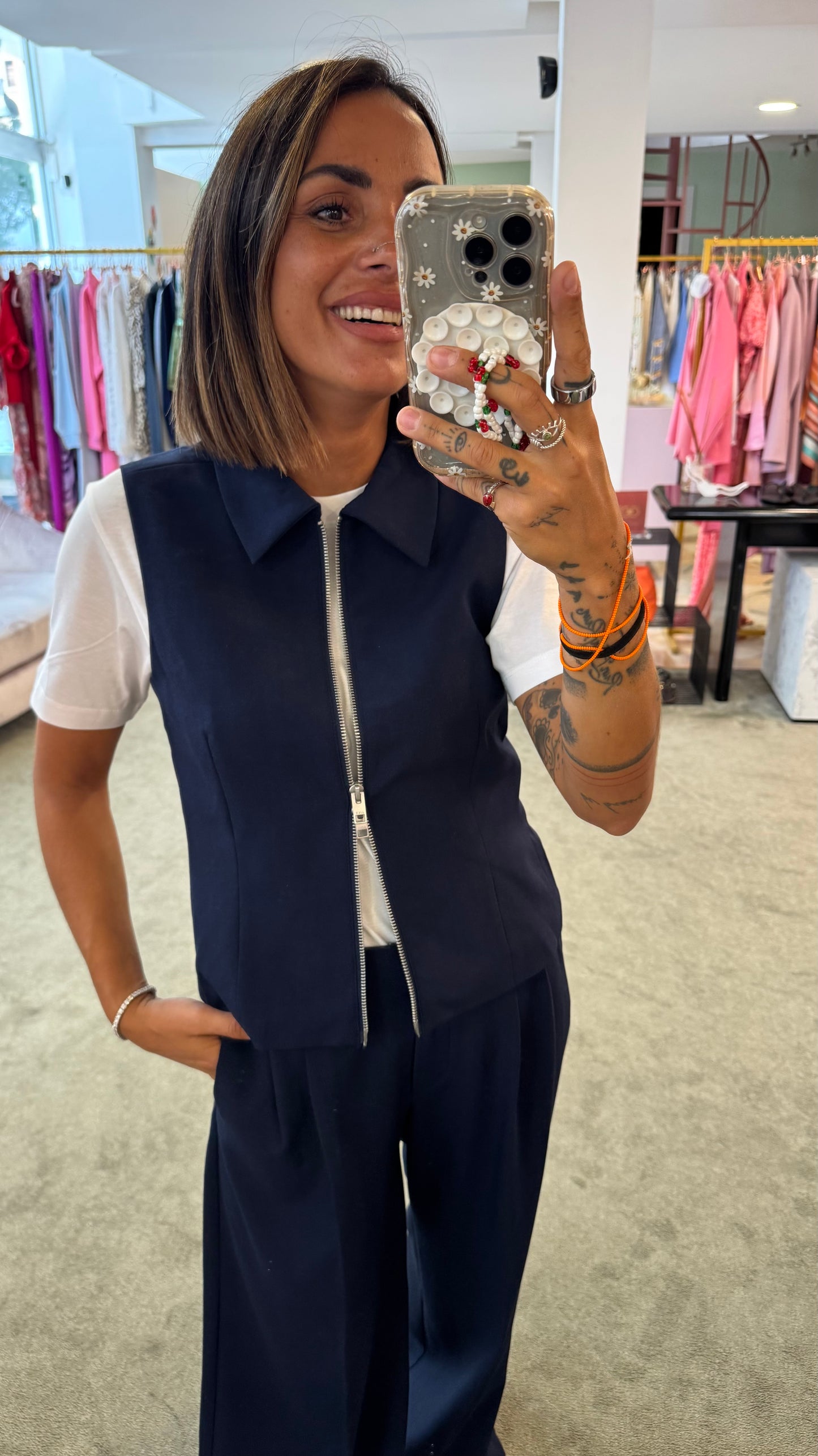 Gilet blu con zip jx