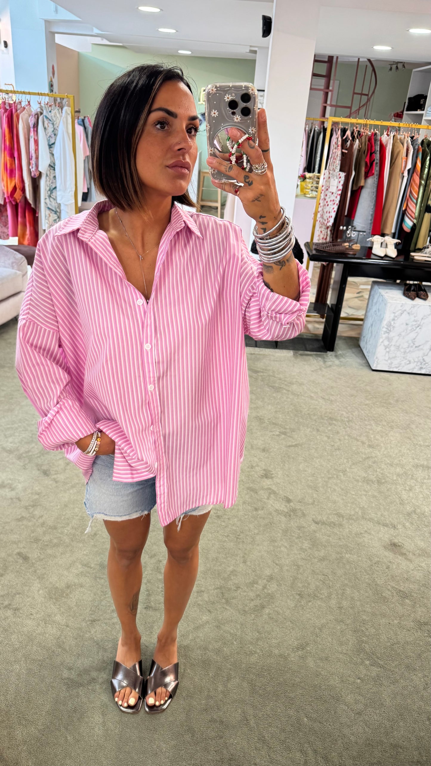 Camicia rosa a righe ep