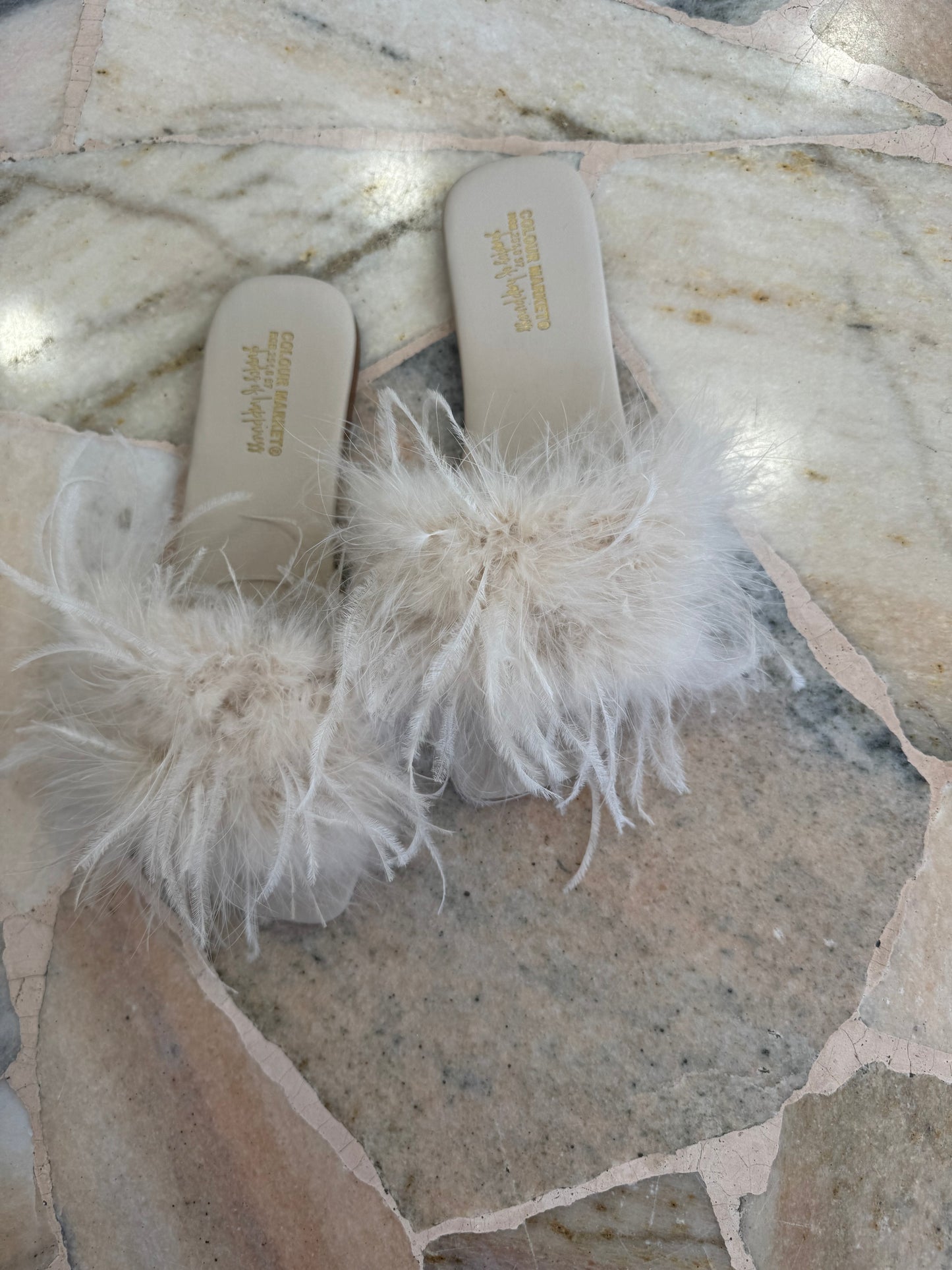 Ciabattina marabù bianco panna