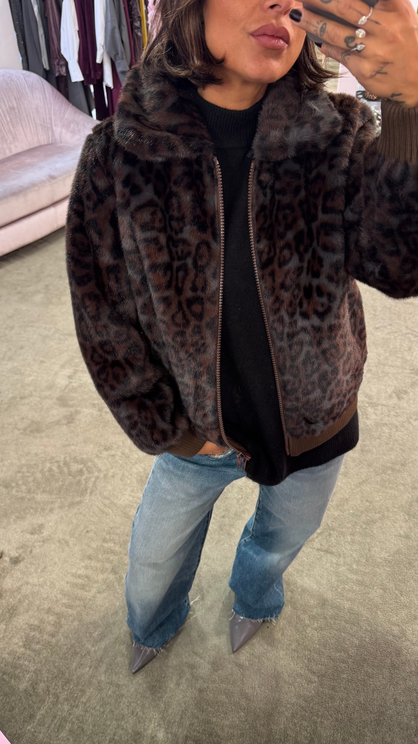 Bomber in ecopelliccia leopardato ay