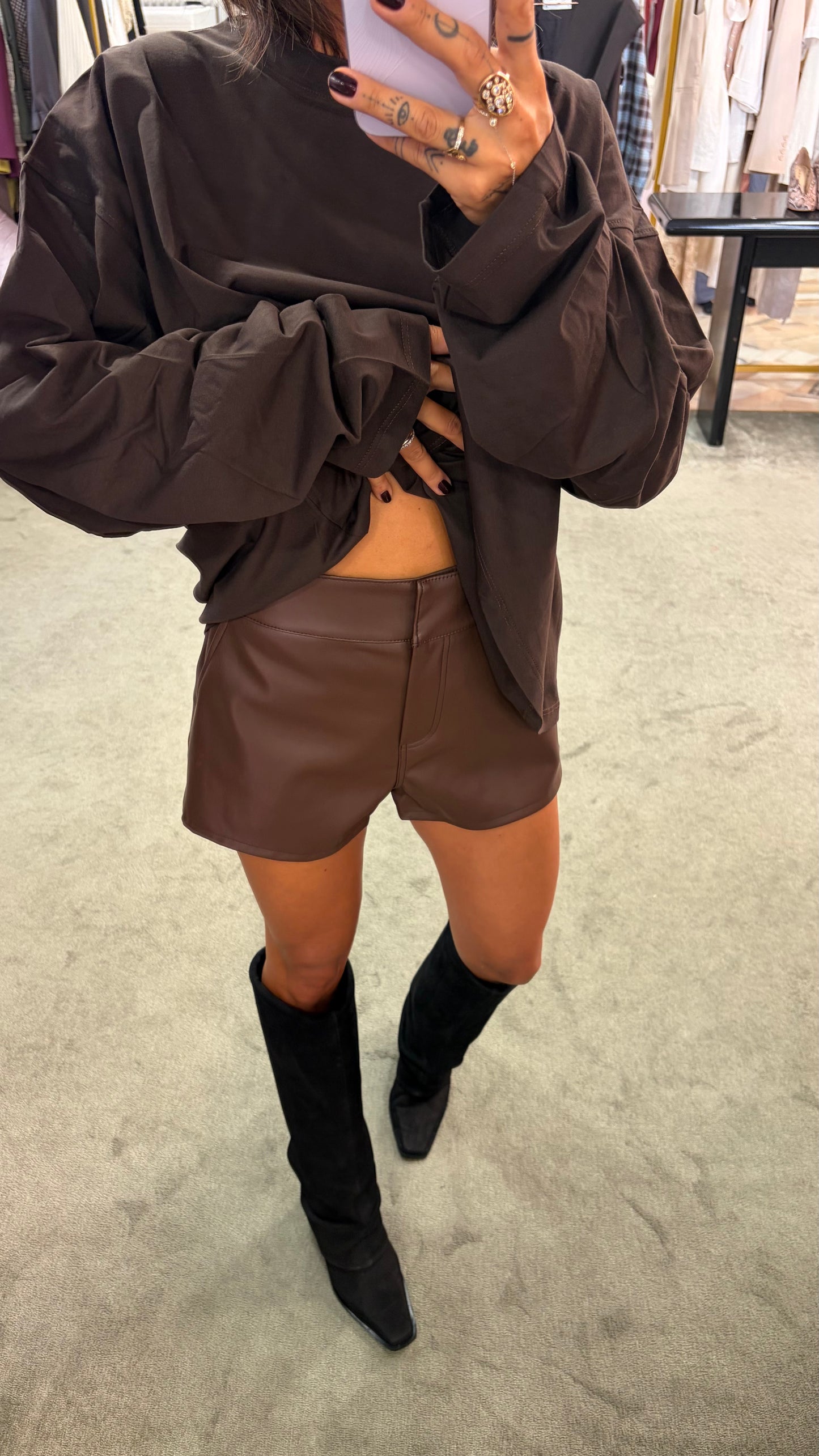 Shorts ecopelle marroni ks