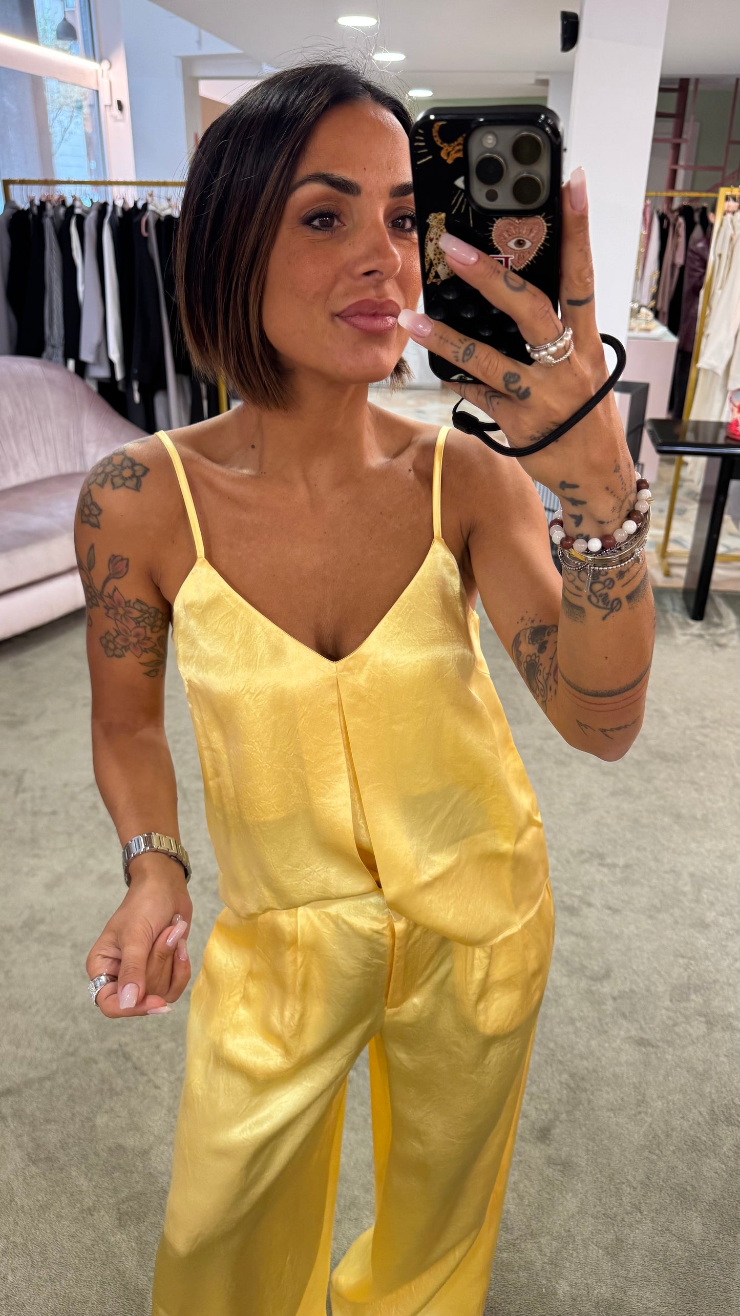 Canotta gialla in satin sl