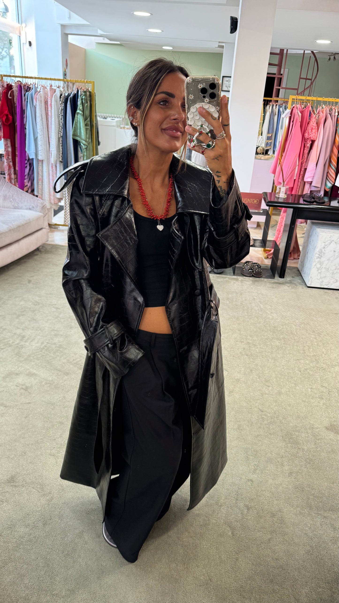 Trench lungo nero crocco Actualee