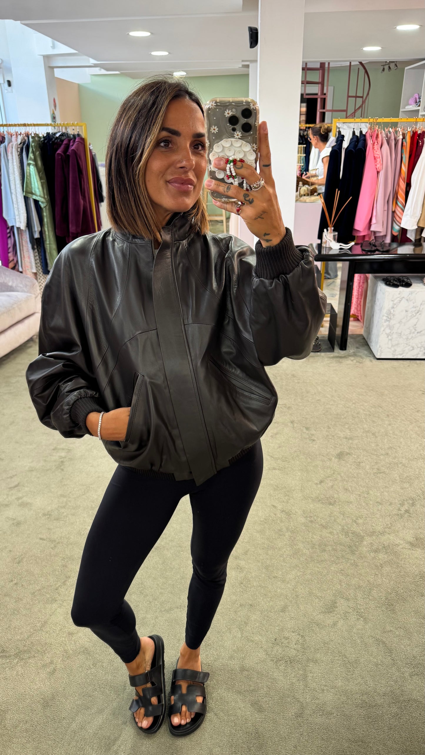 Giacca aviator testa di moro in pelle Actualee