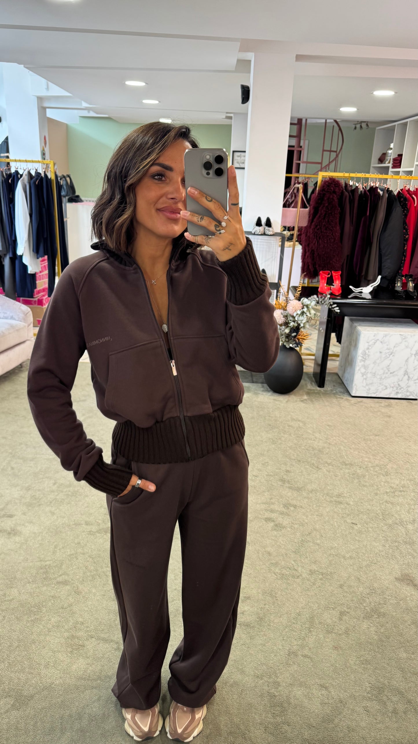 Felpa marrone testa di moro con zip Hinnominate