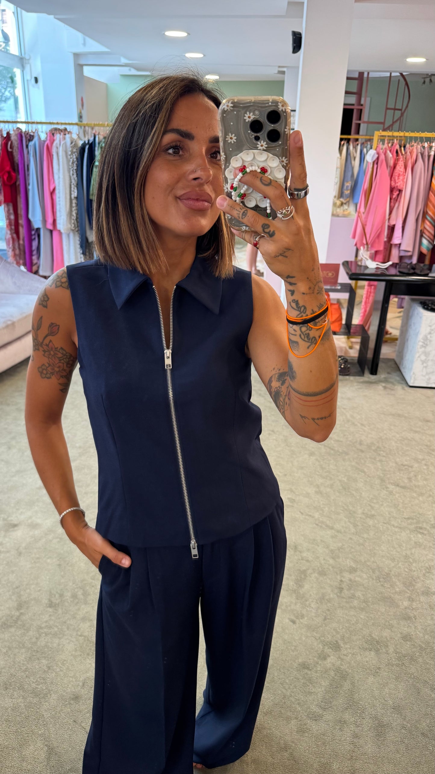 Gilet blu con zip jx