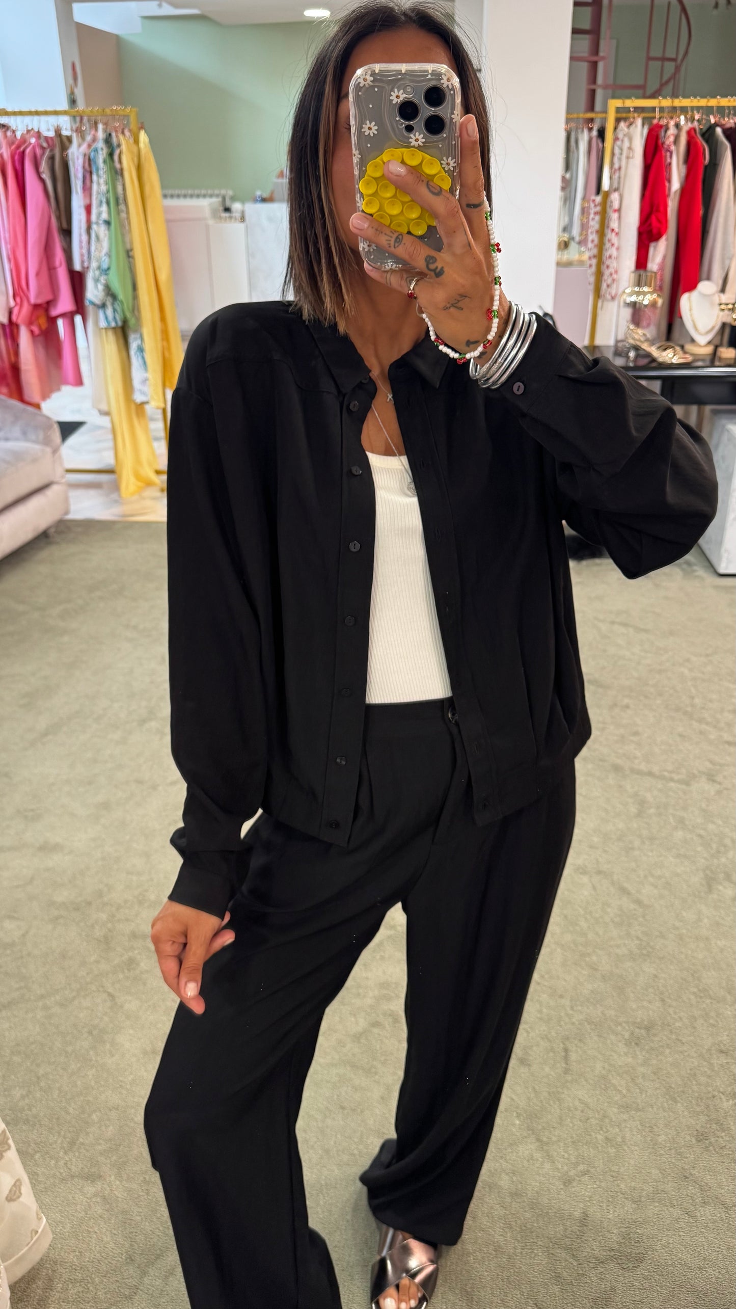 Pantaloni neri in viscosa sy