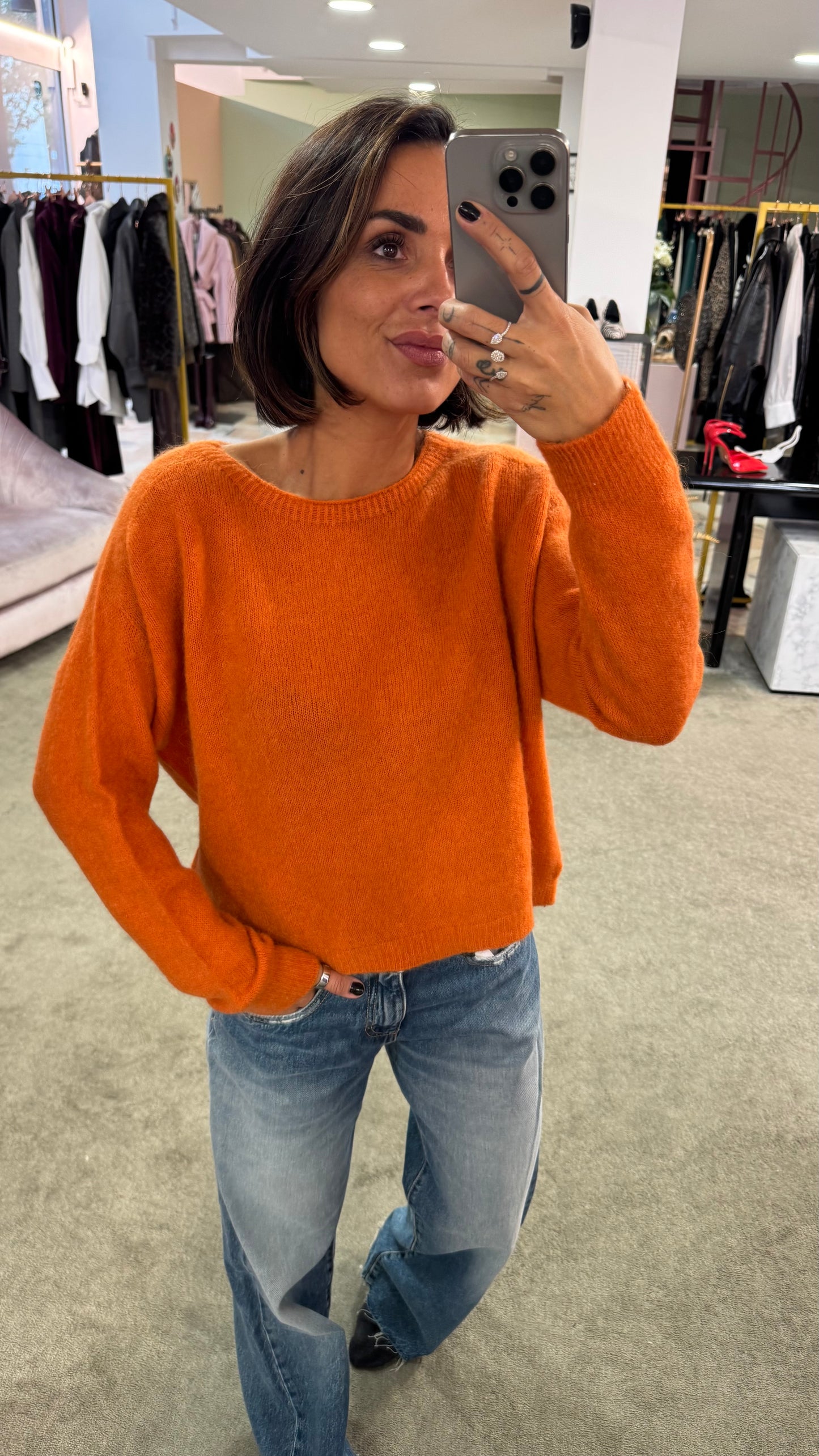 Maglione arancio terracotta girocollo lh