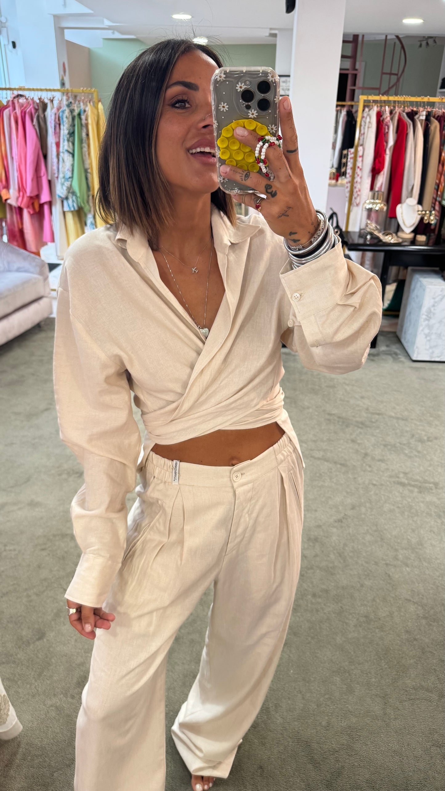 Camicia beige ecru con nodo hinnominate