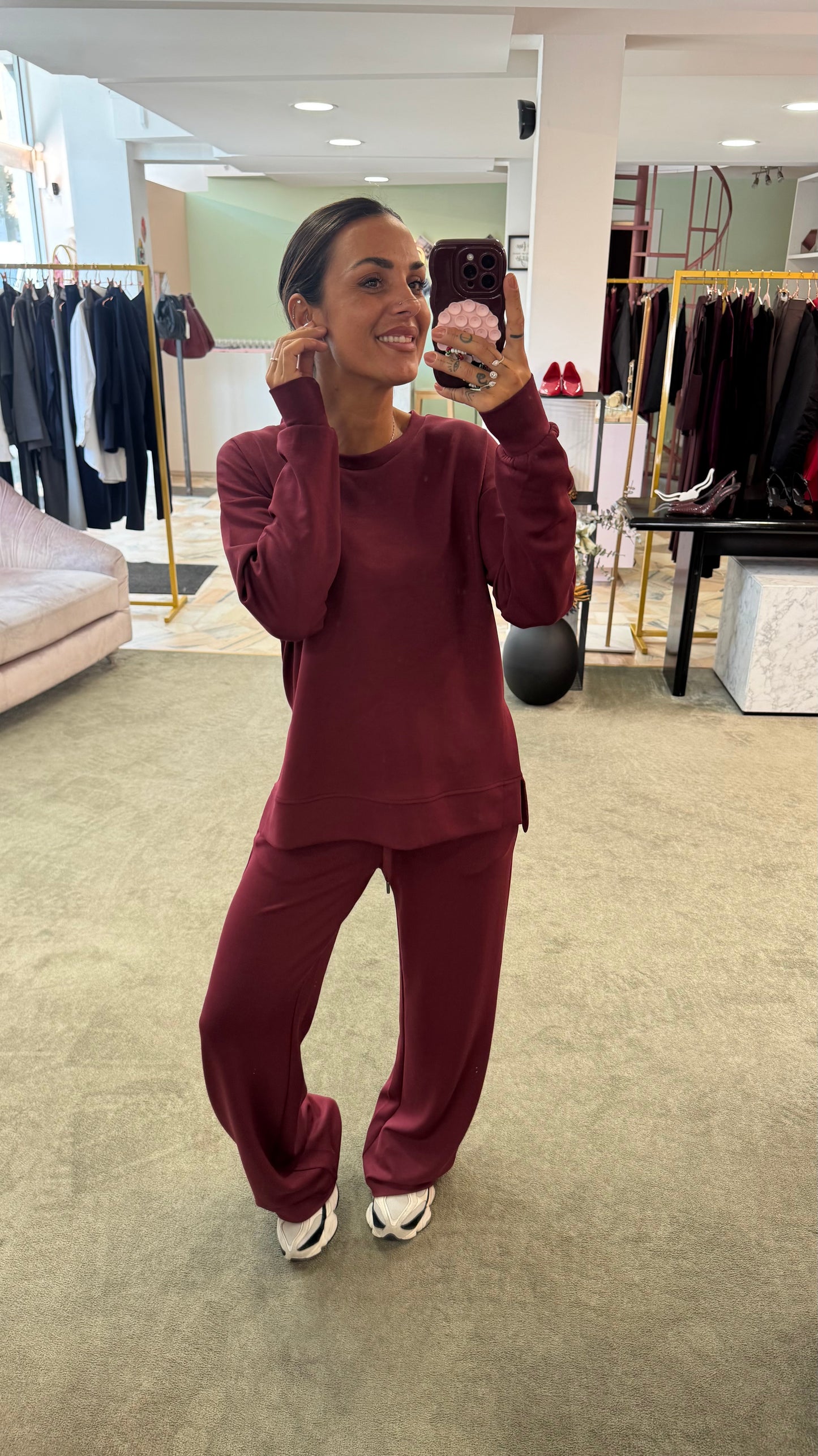 Joggers bordeaux in modal a palazzo sy