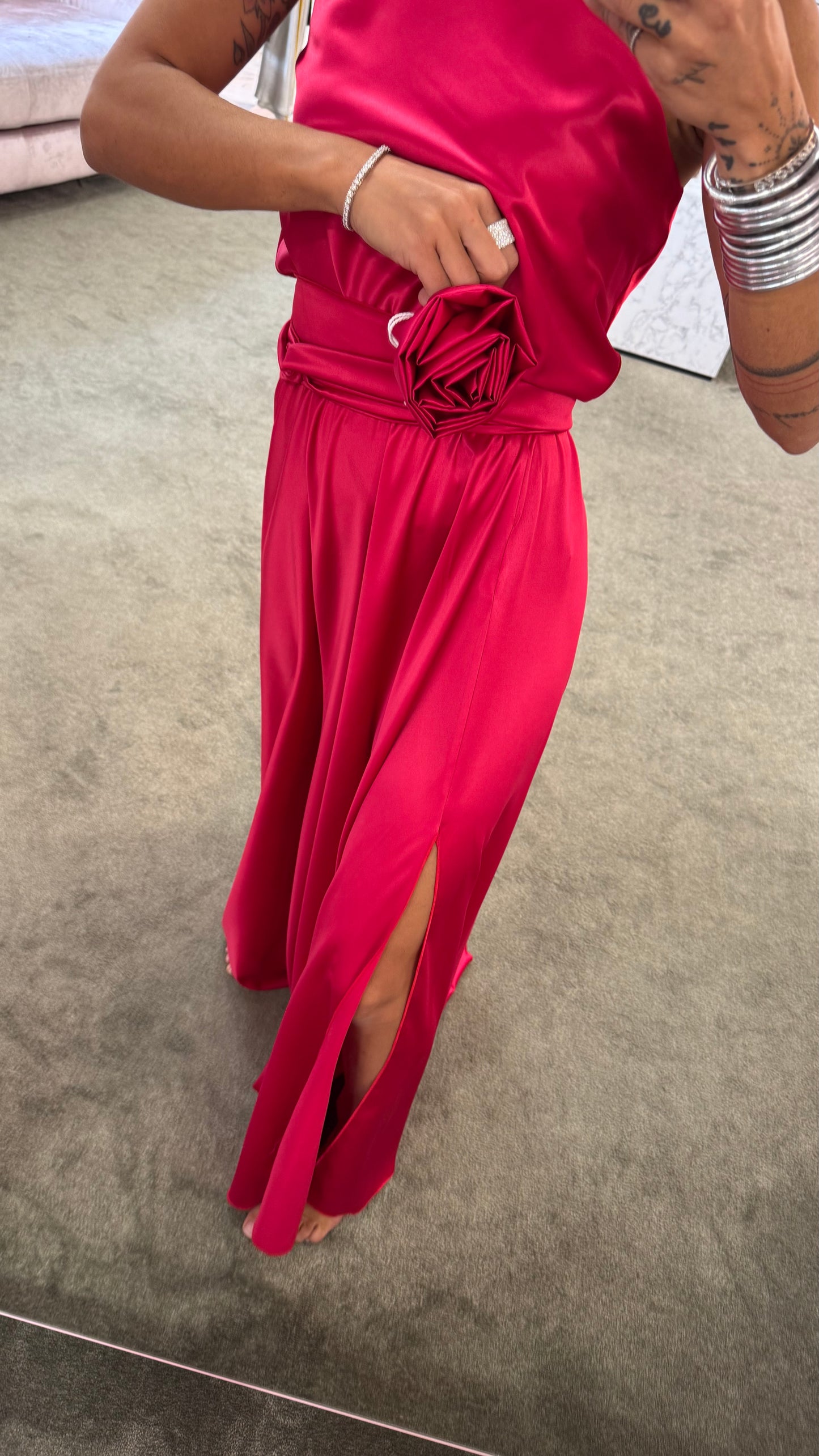 Spilla rosa ciclamino in satin