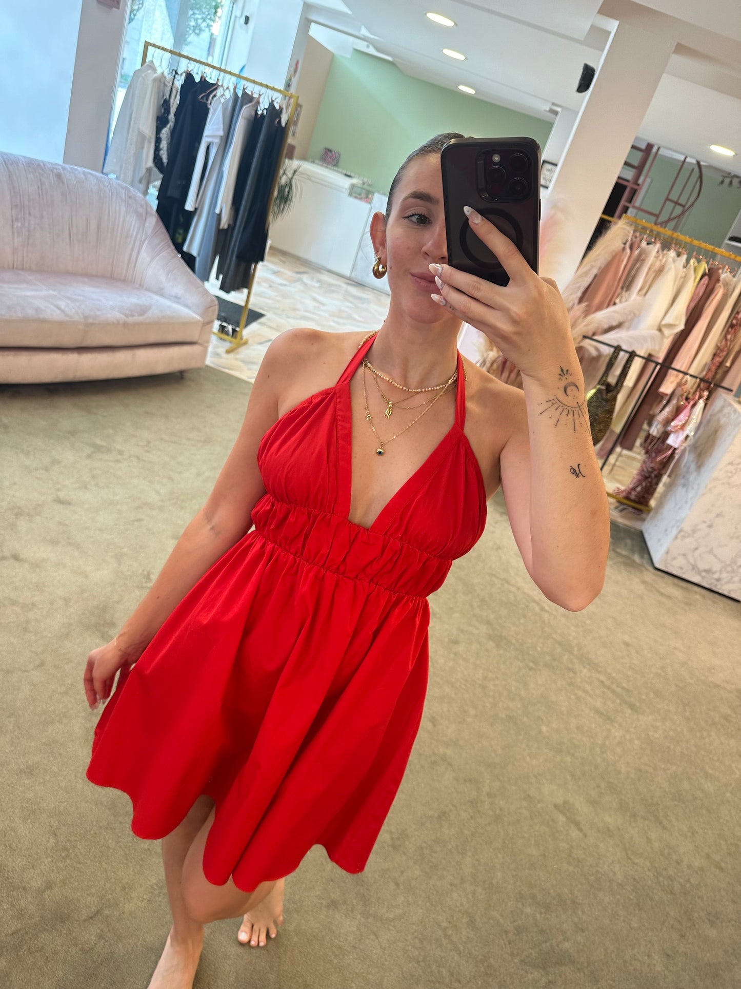 Abito rosso in cotone