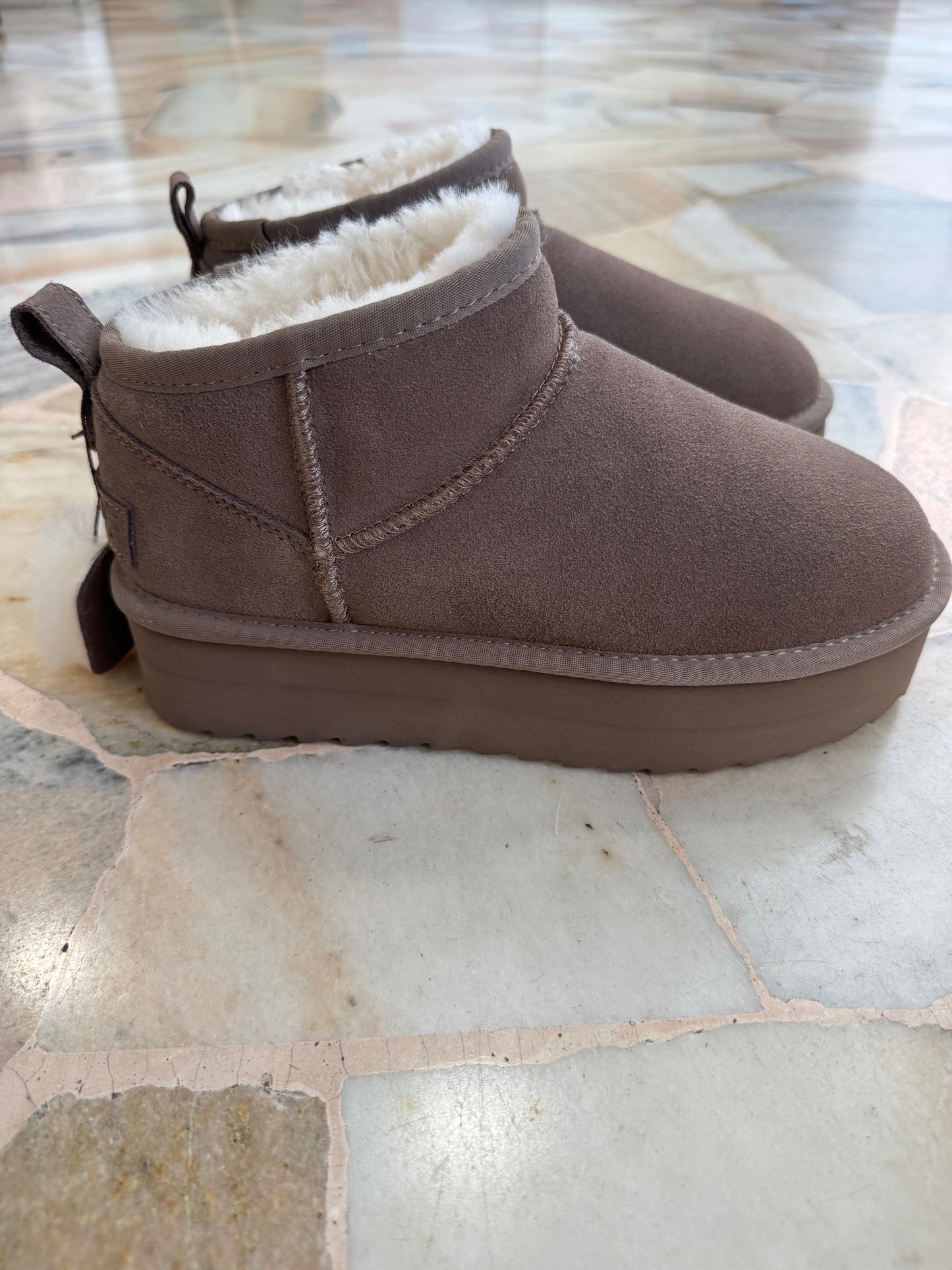 Ultra mini platform tortora scamosciato