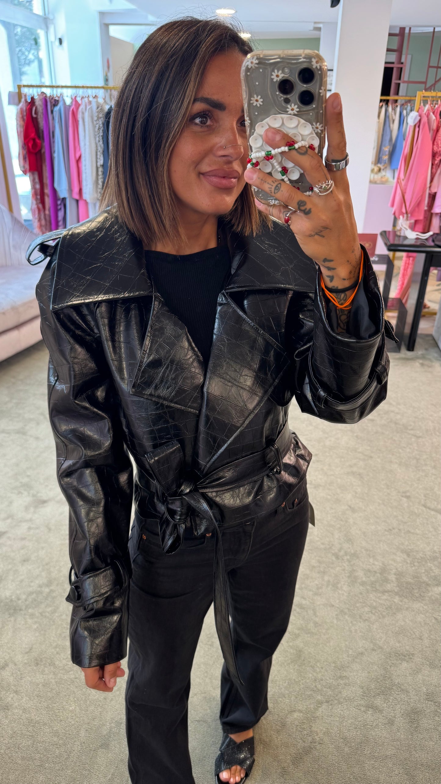 Trench crop nero crocco Actualee