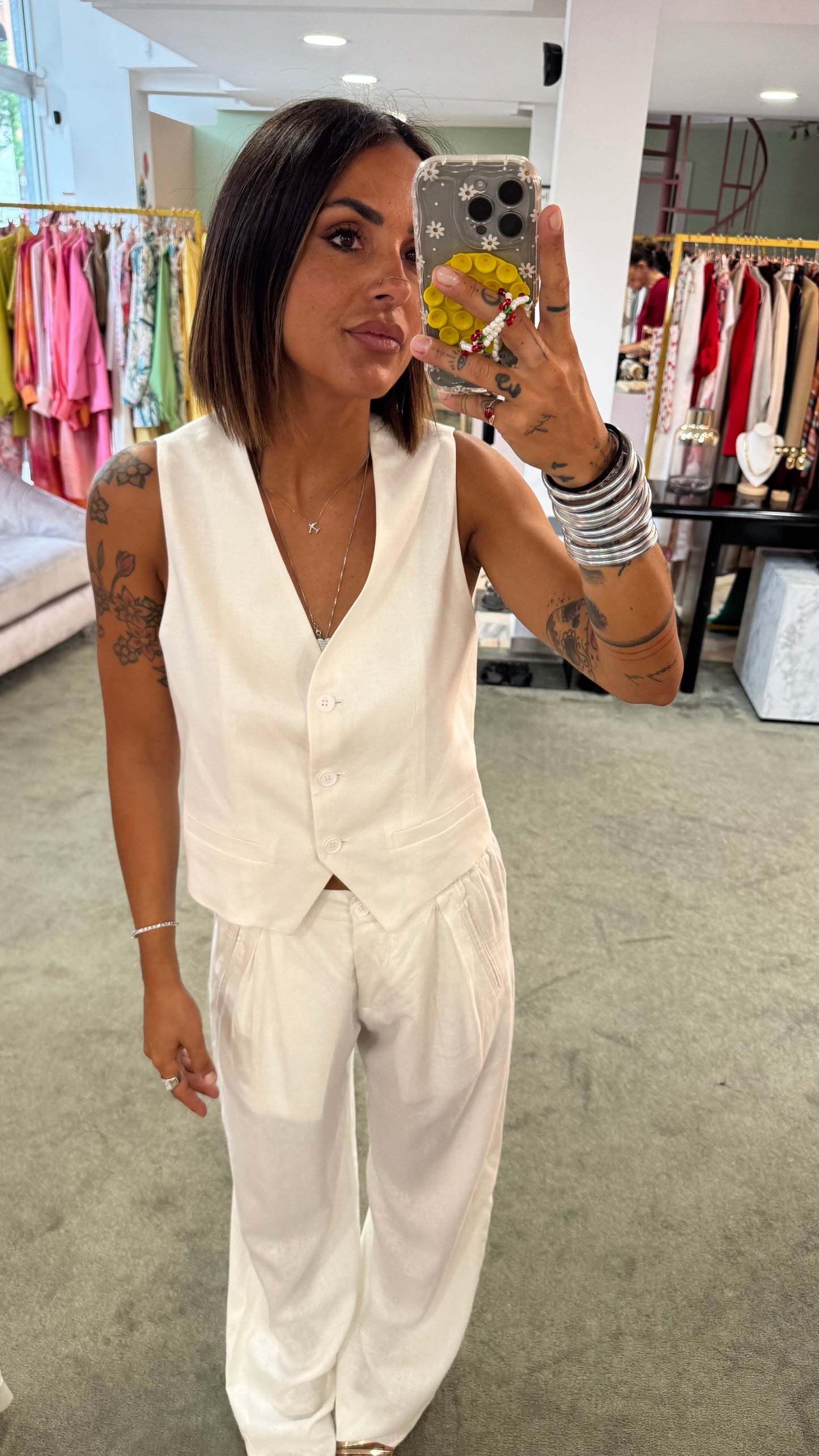 Gilet bianco in lino hinnominate