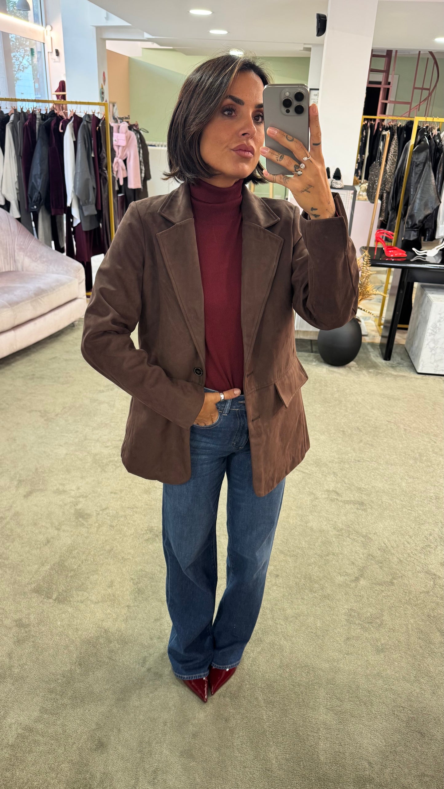 Blazer giacca scamosciata cioccolato sy