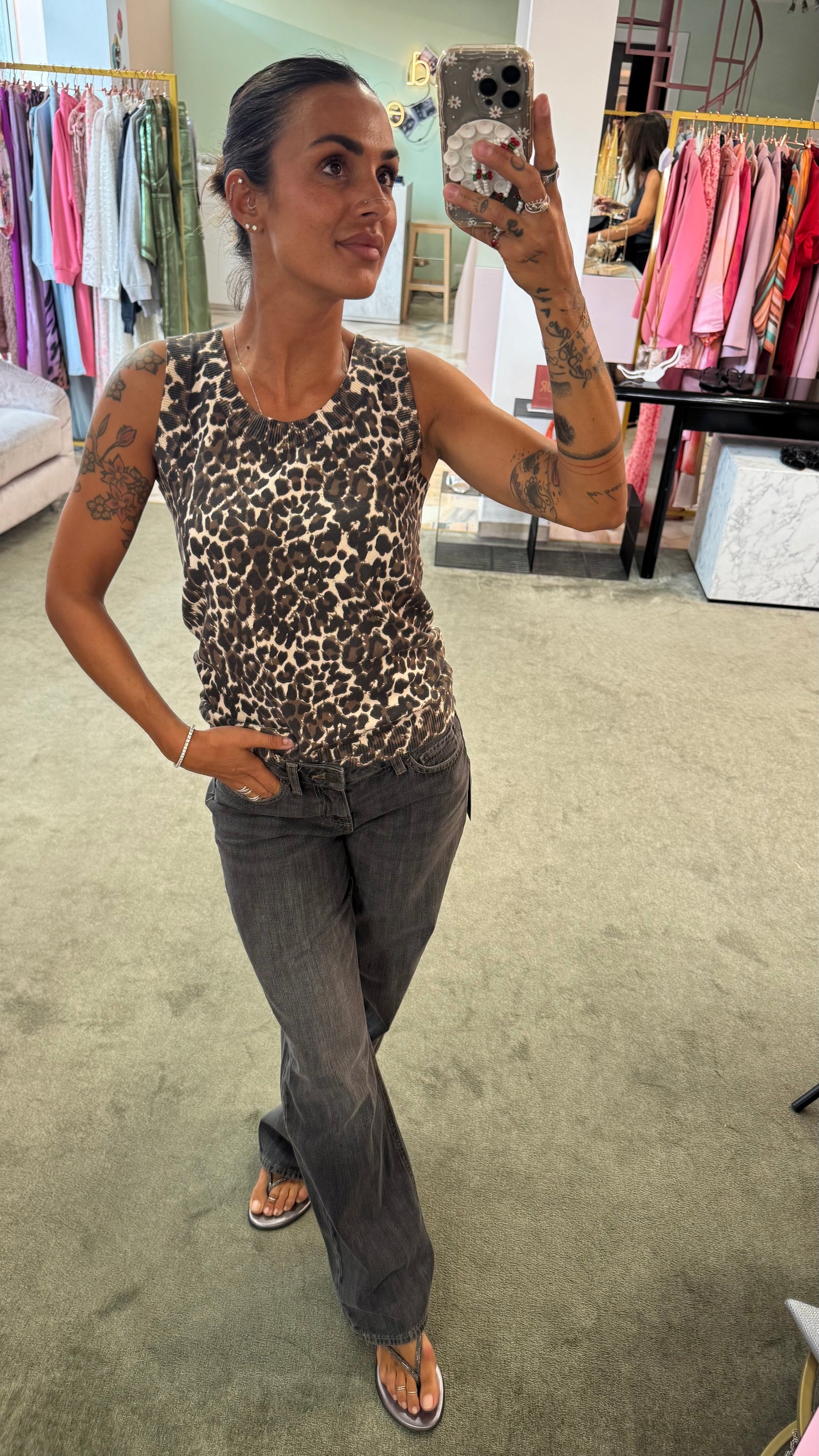 Canotta leopardata marrone sy