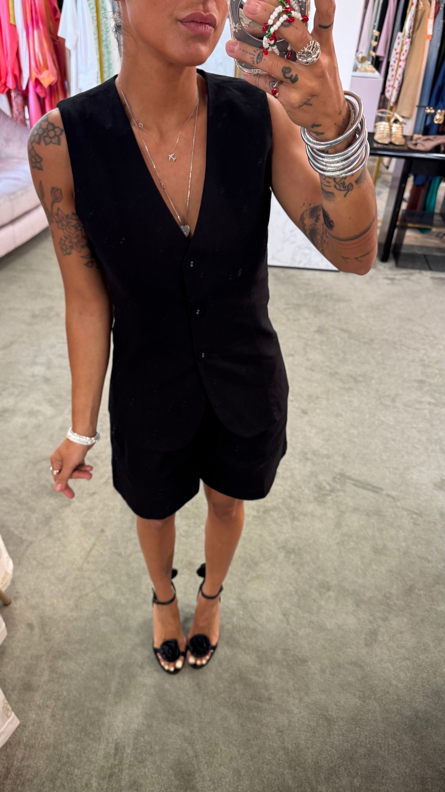 Set completo gilet e shorts nero ep