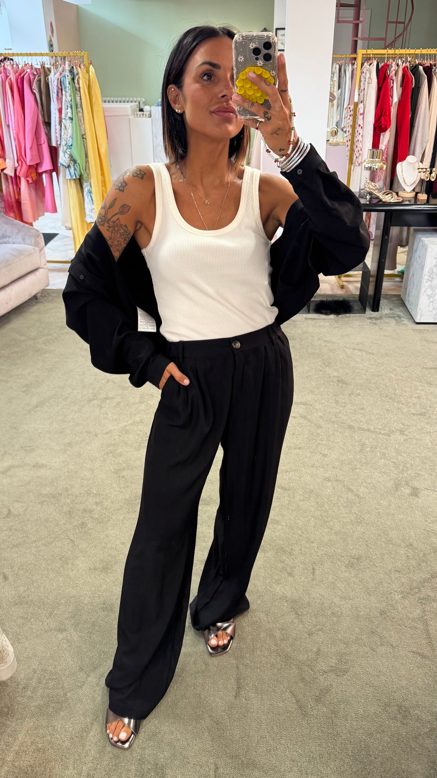 Pantaloni neri in viscosa sy