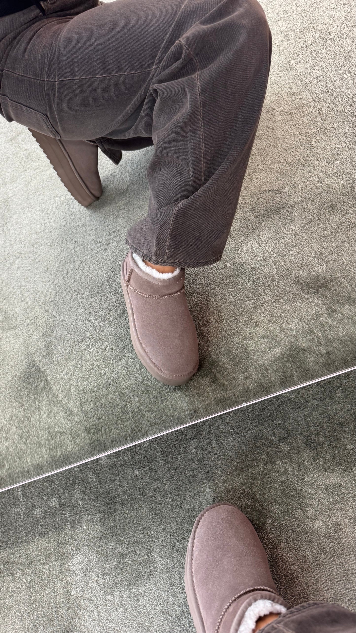 Ultra mini platform tortora scamosciato