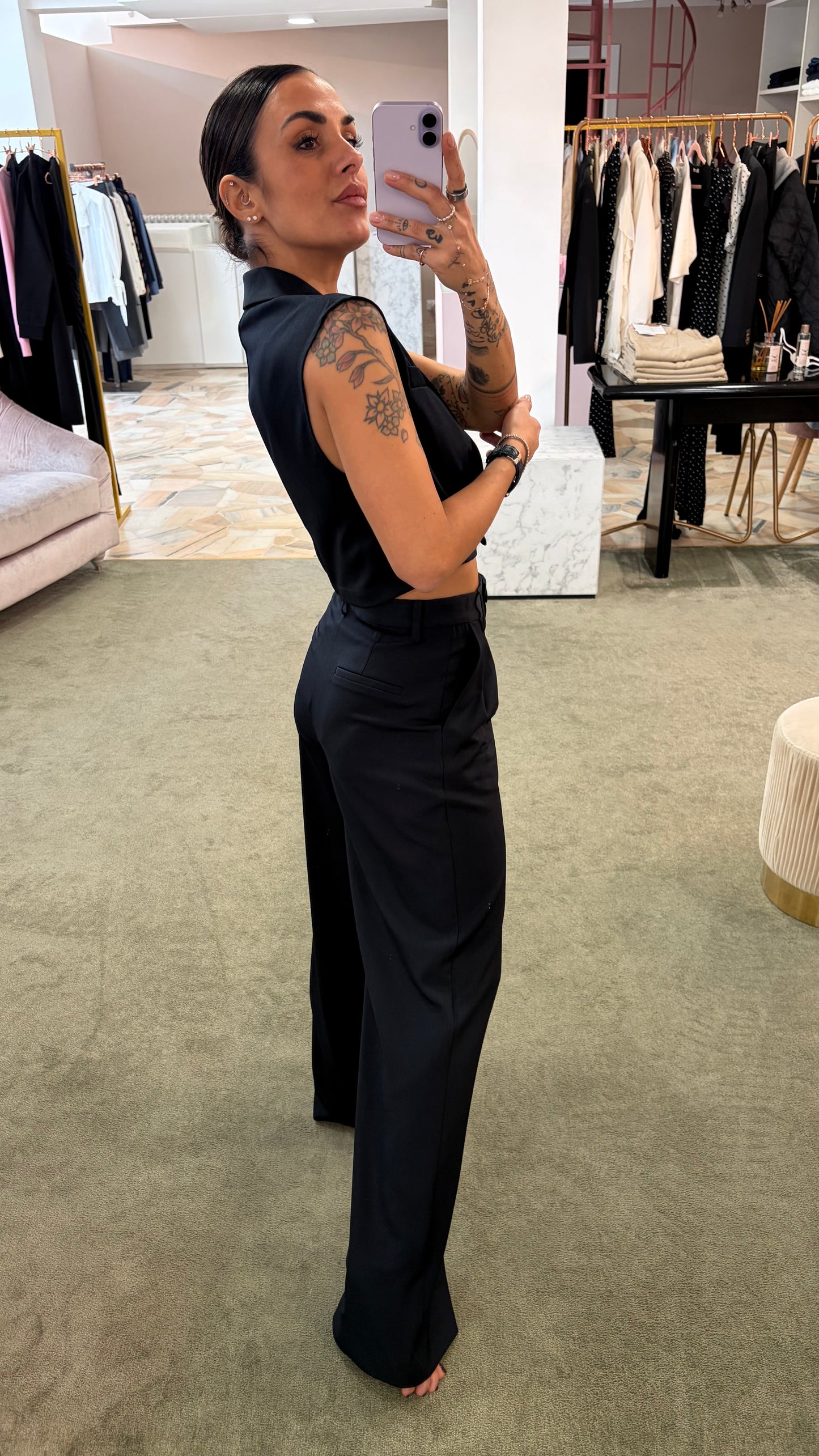 Pantaloni blu notte wide doppia pences ay