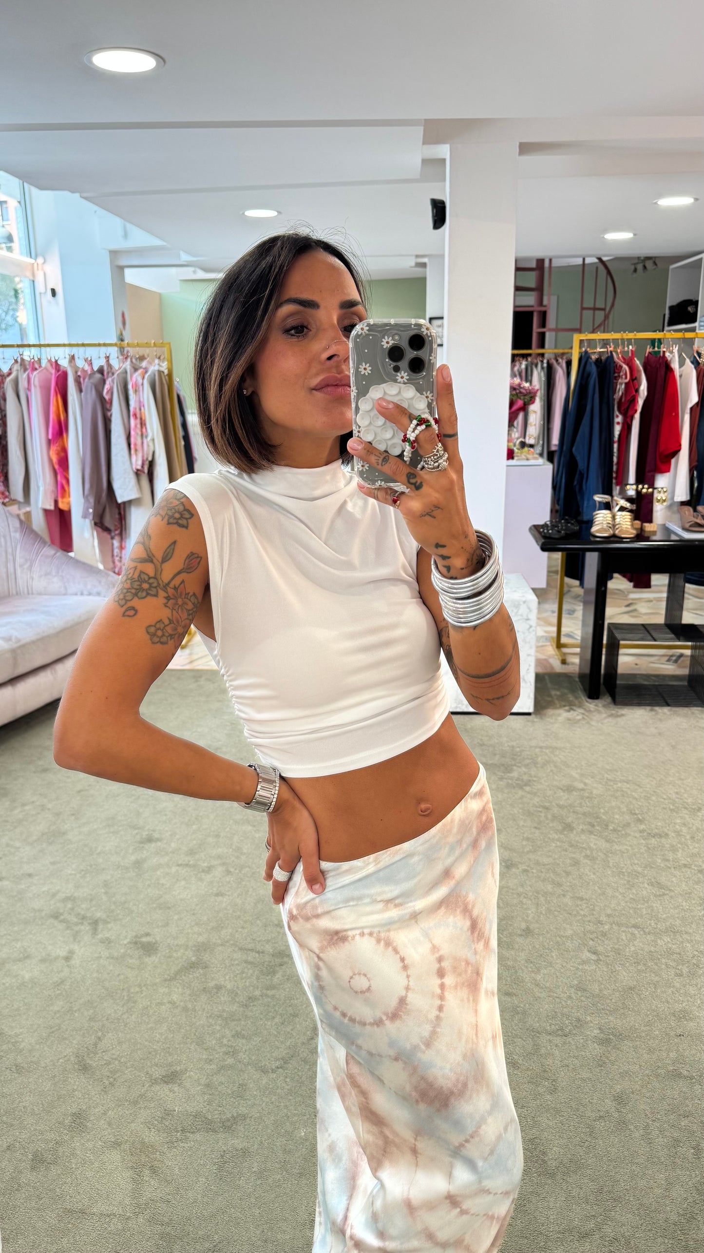 Top kylie bianco in lycra gl
