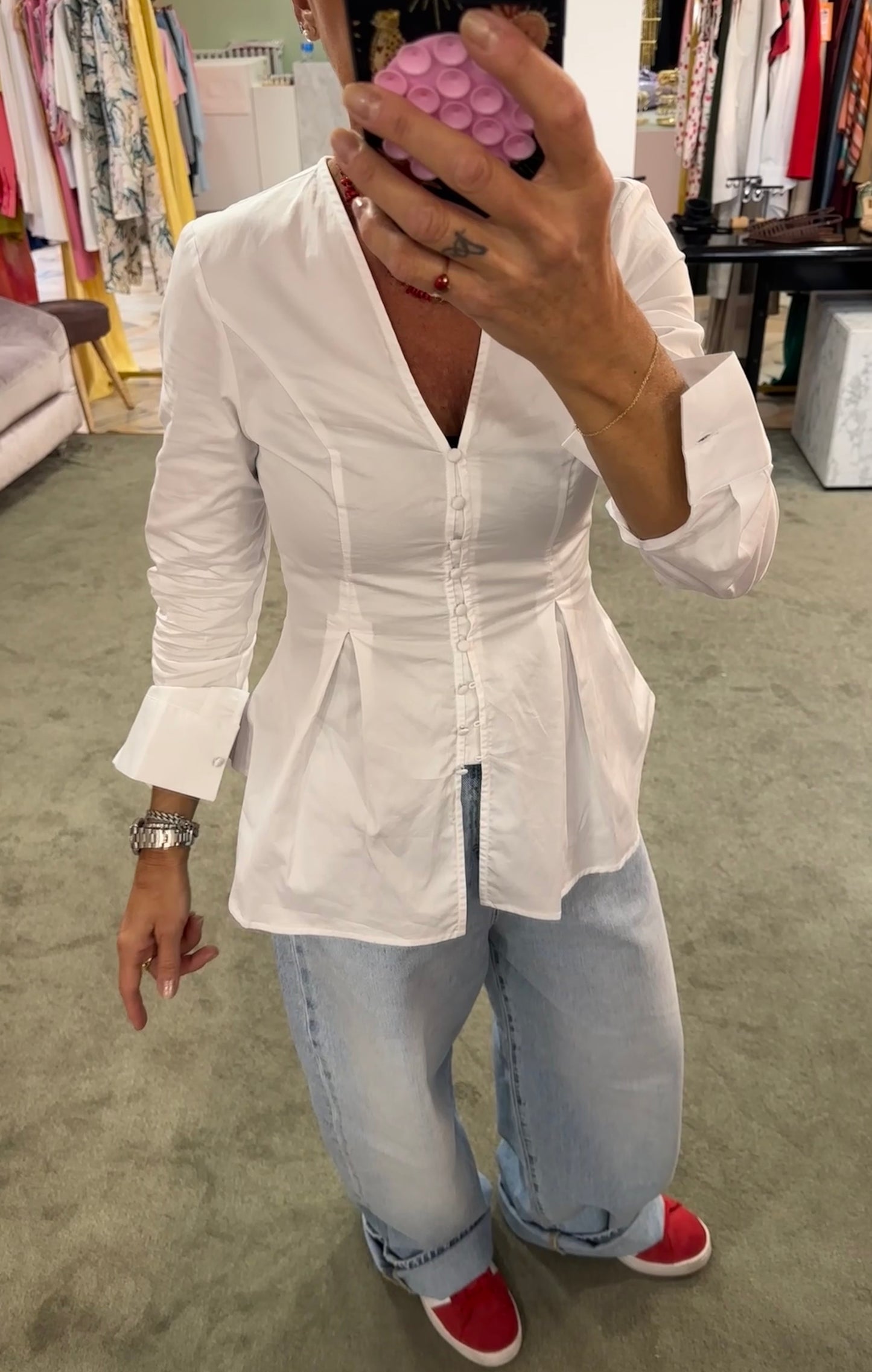 Camicia bianca scollo a v sciancrata sl
