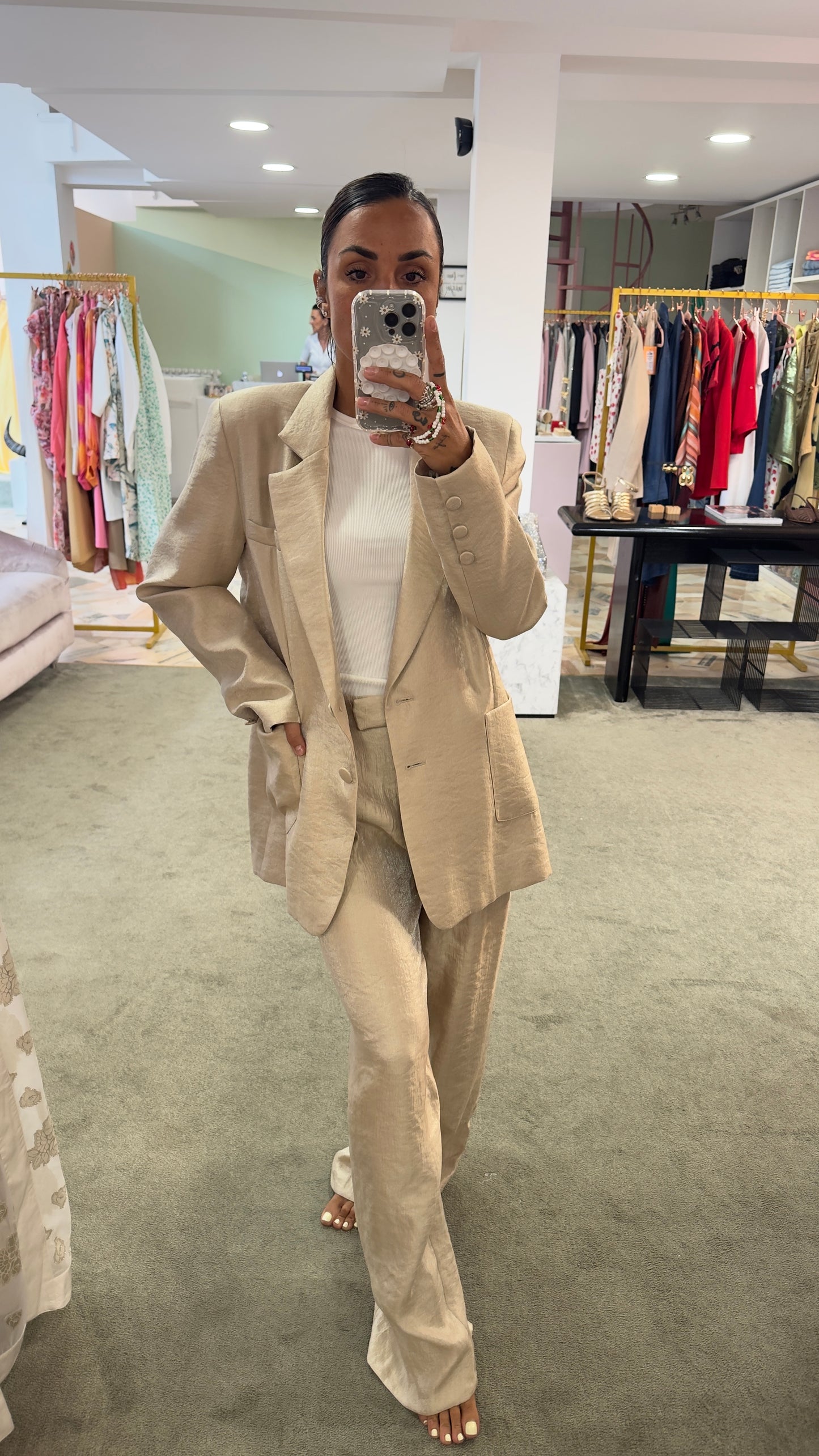 Blazer beige satin lucido Actualee