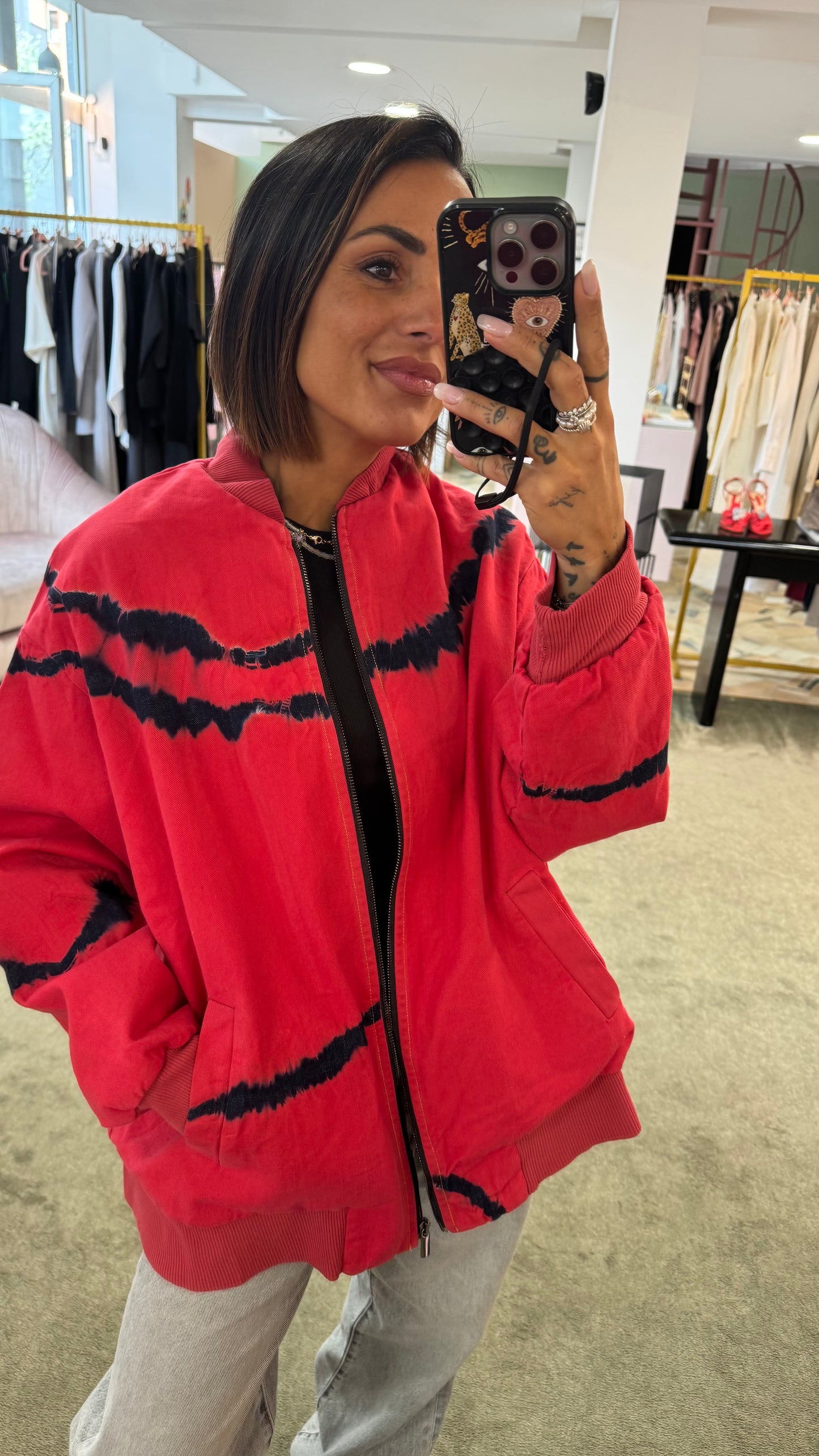 Bomber rosso tie-dye Don't@me