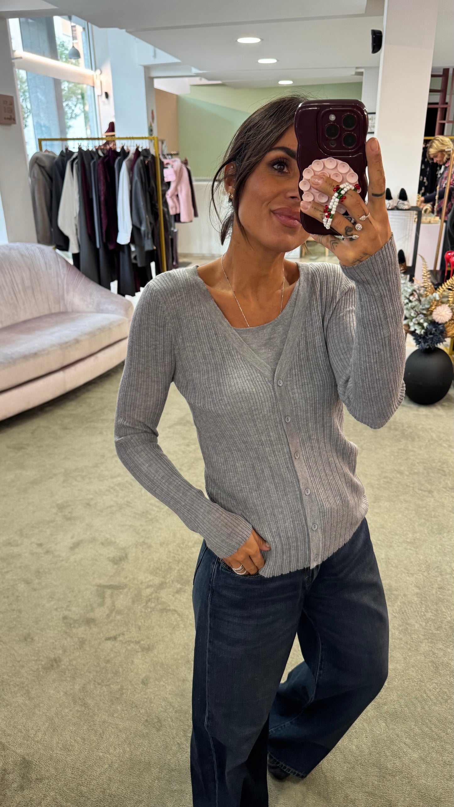 Cardigan grigio con canotta annessa bj