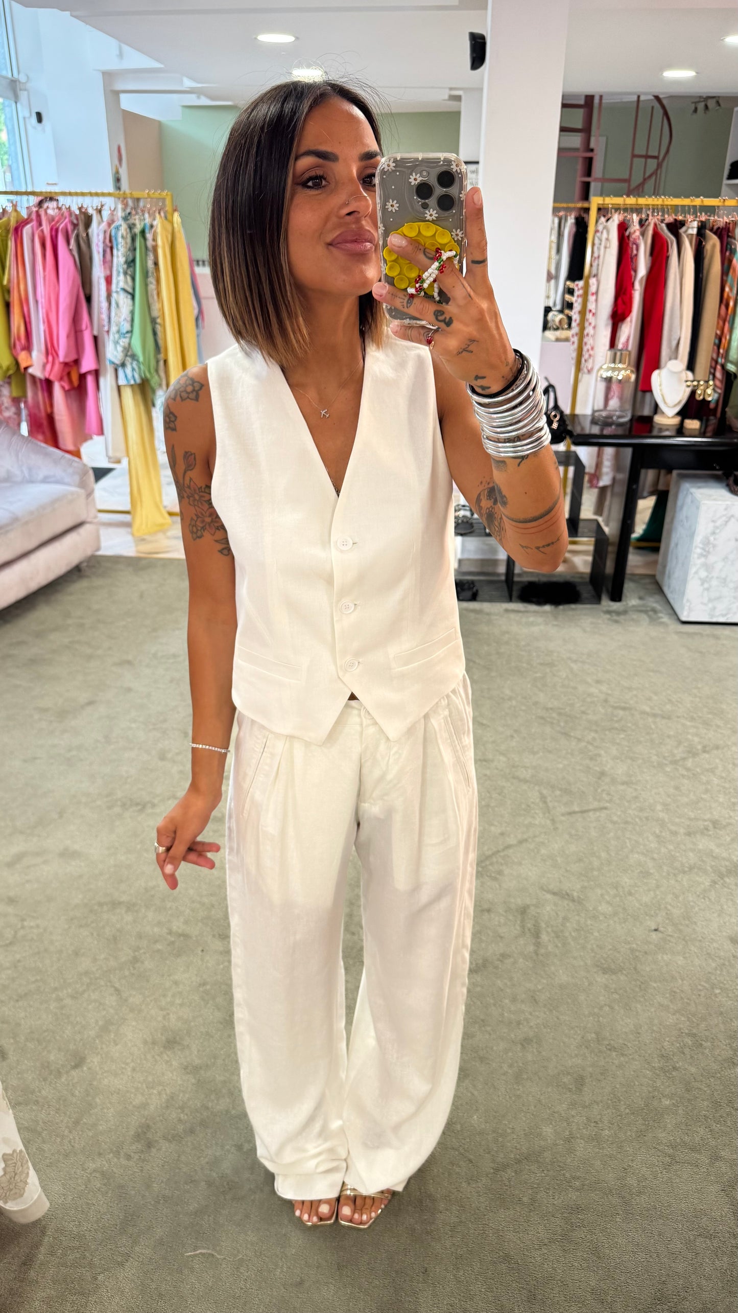 Gilet bianco in lino hinnominate