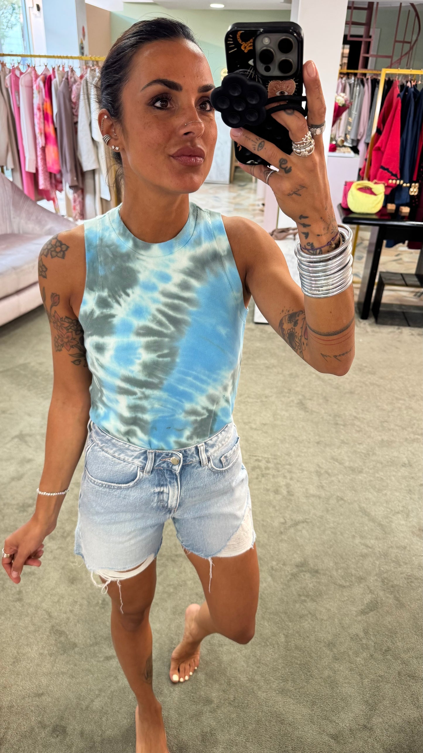 Canotta azzurra tie-dye Don't@me