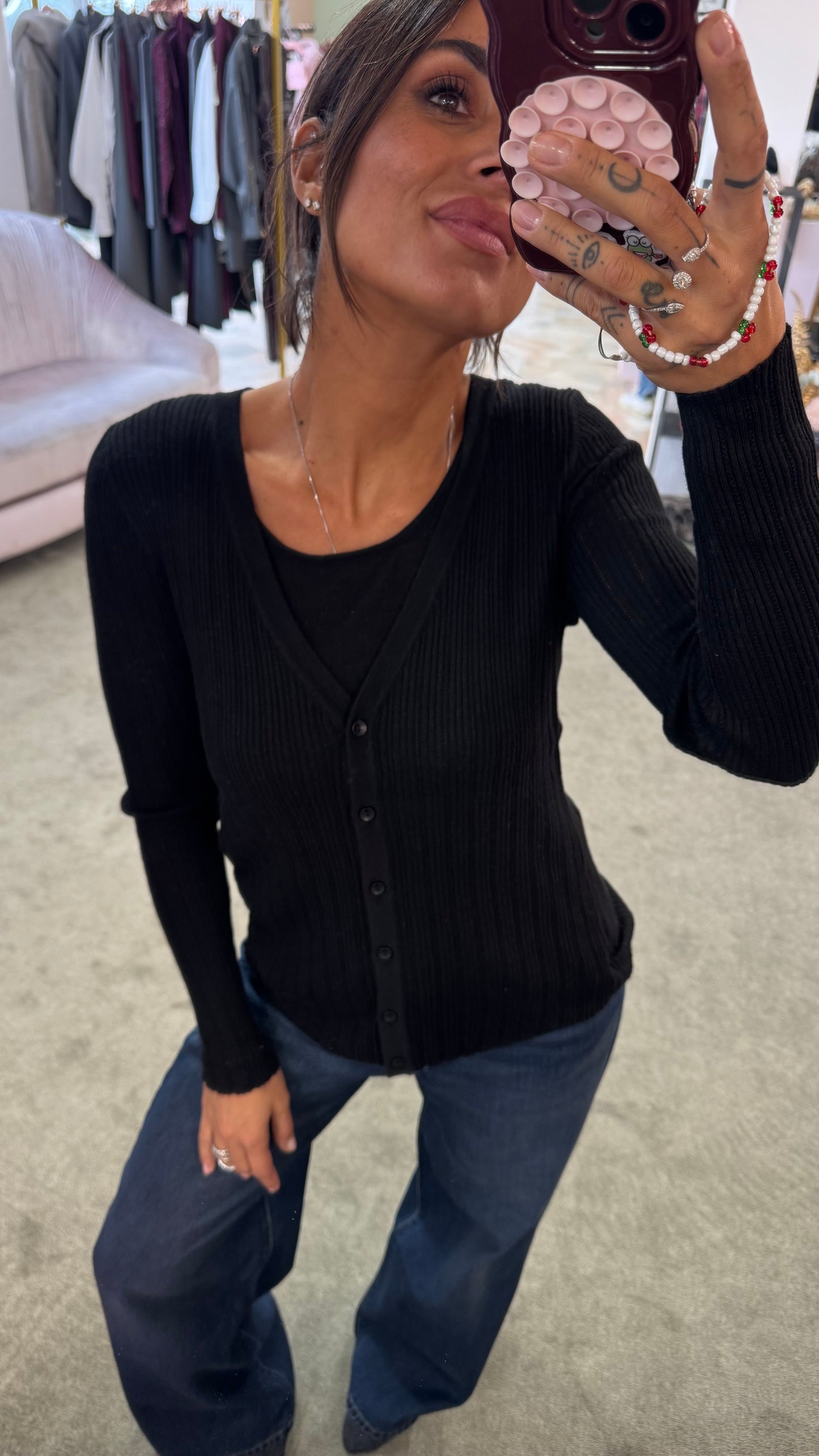 Cardigan nero con canotta annessa bj