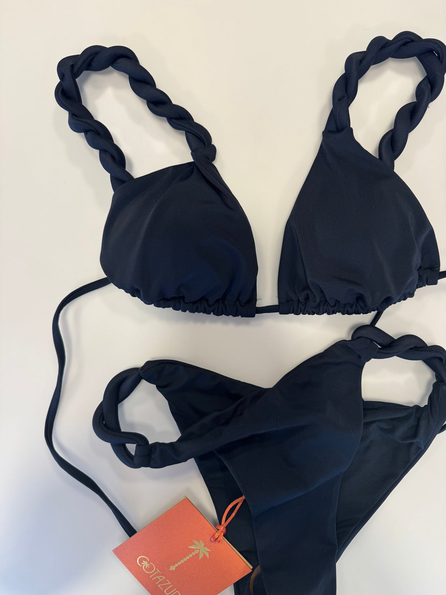 Bikini triangolo torchon nero Cotazur