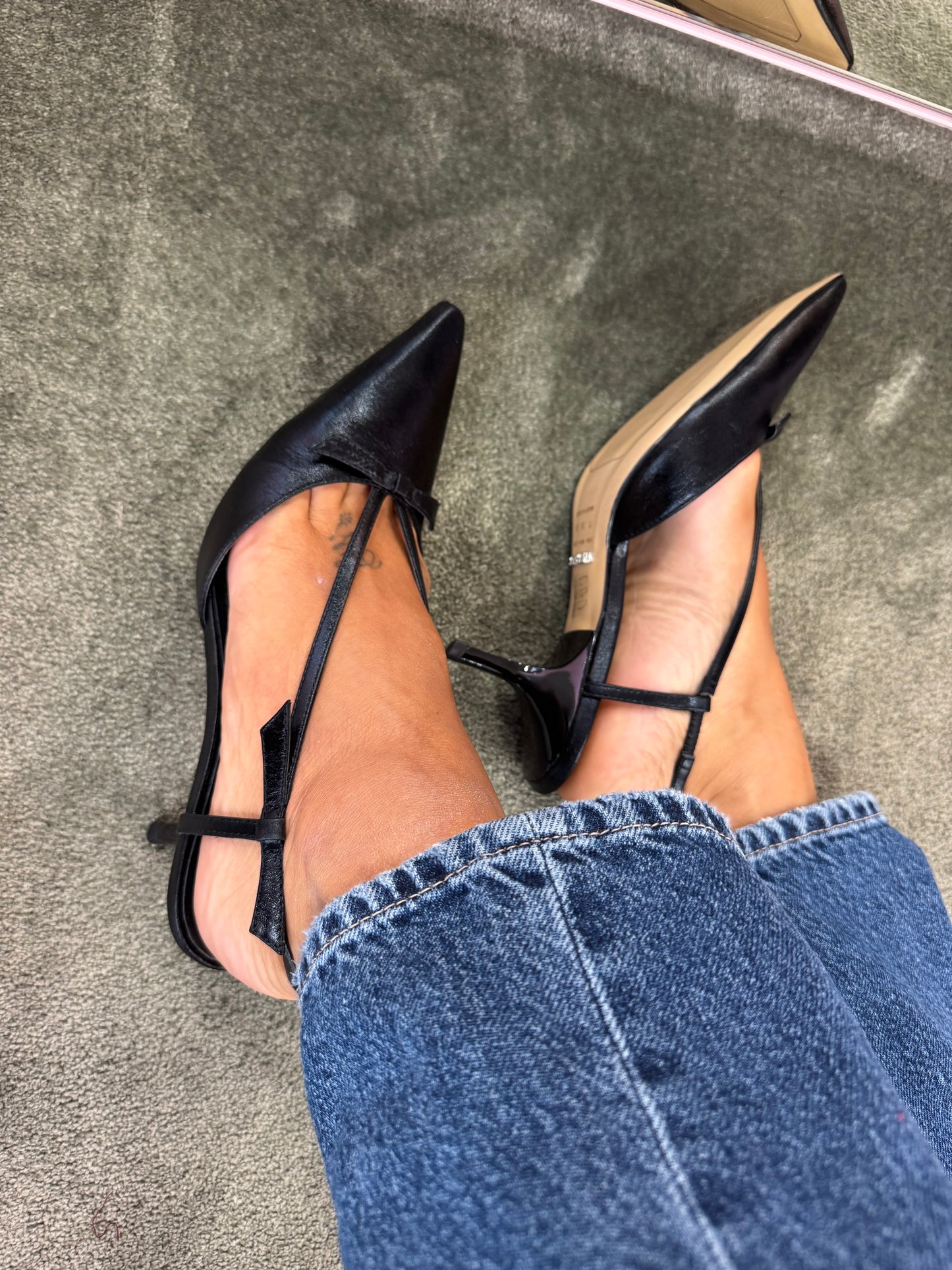Slingback nera con fiocchetto