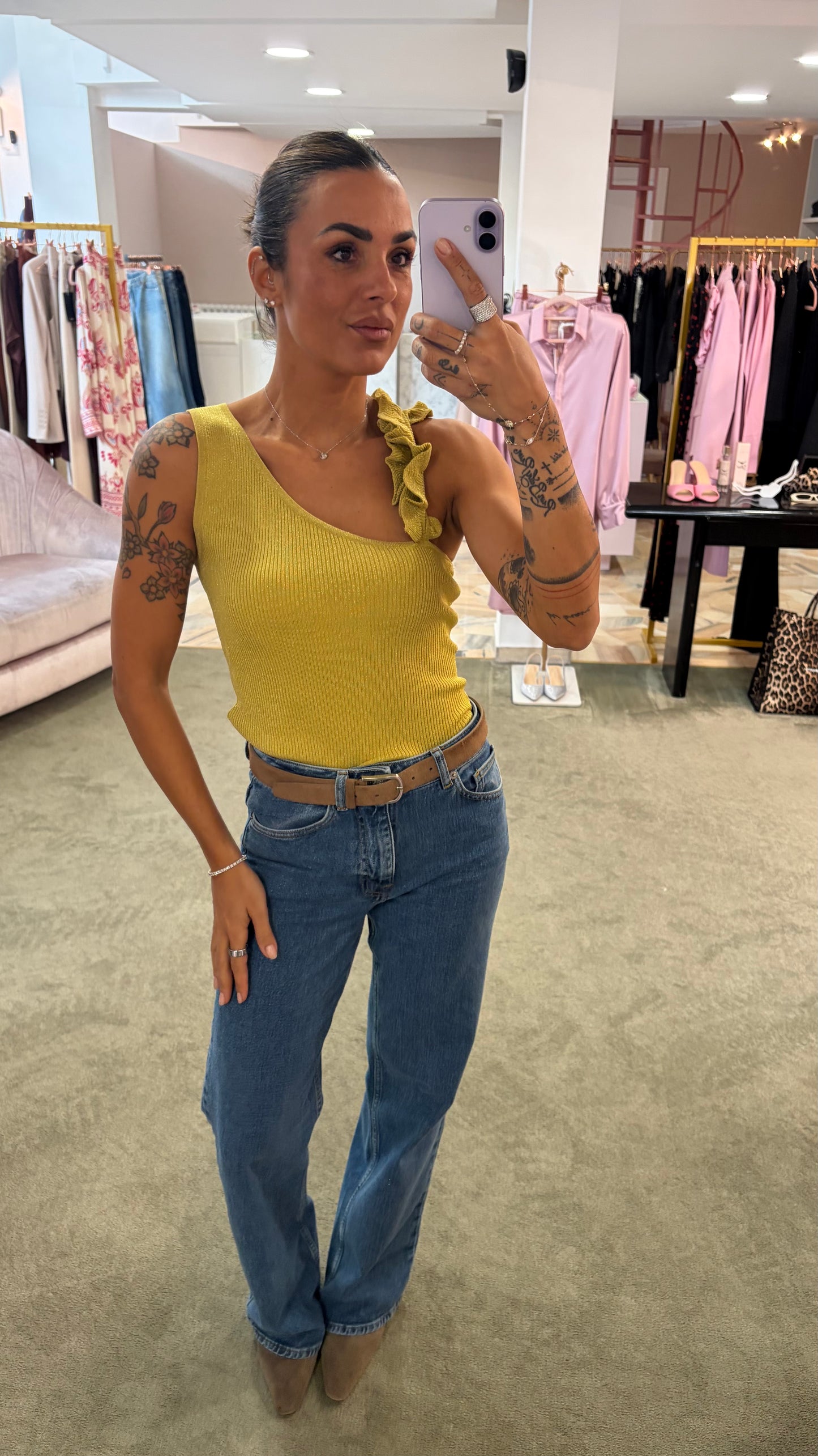 Canotta lime con spallina rouges bj