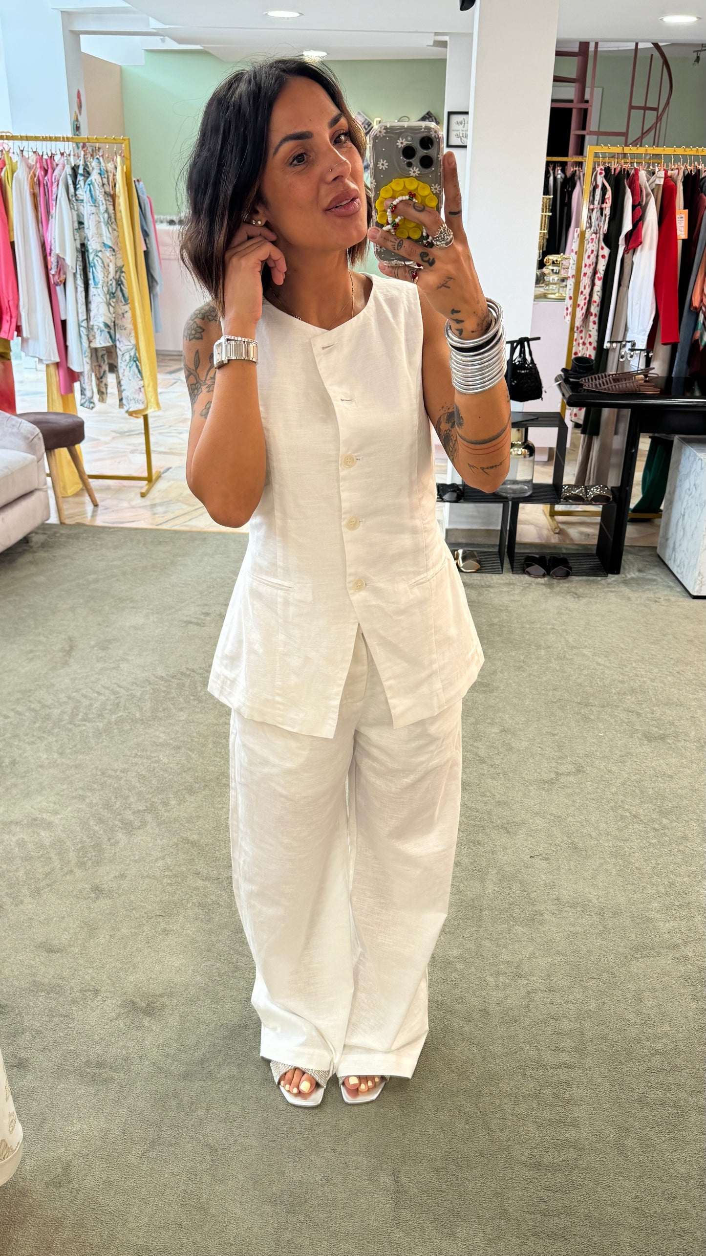 Set bianco gilet e pantaloni gl